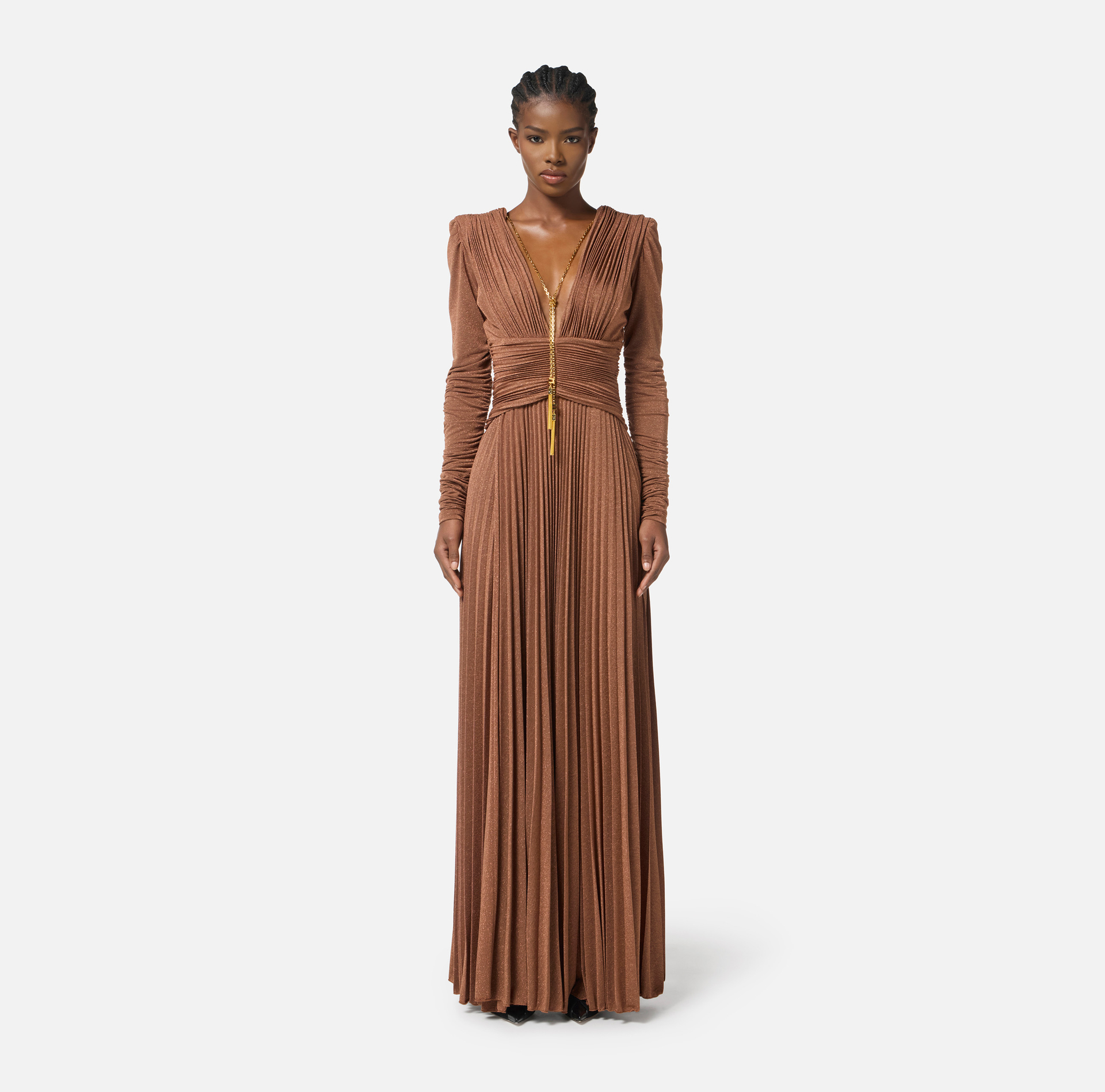 Red Carpet dress in lurex jersey with necklace - Elisabetta Franchi