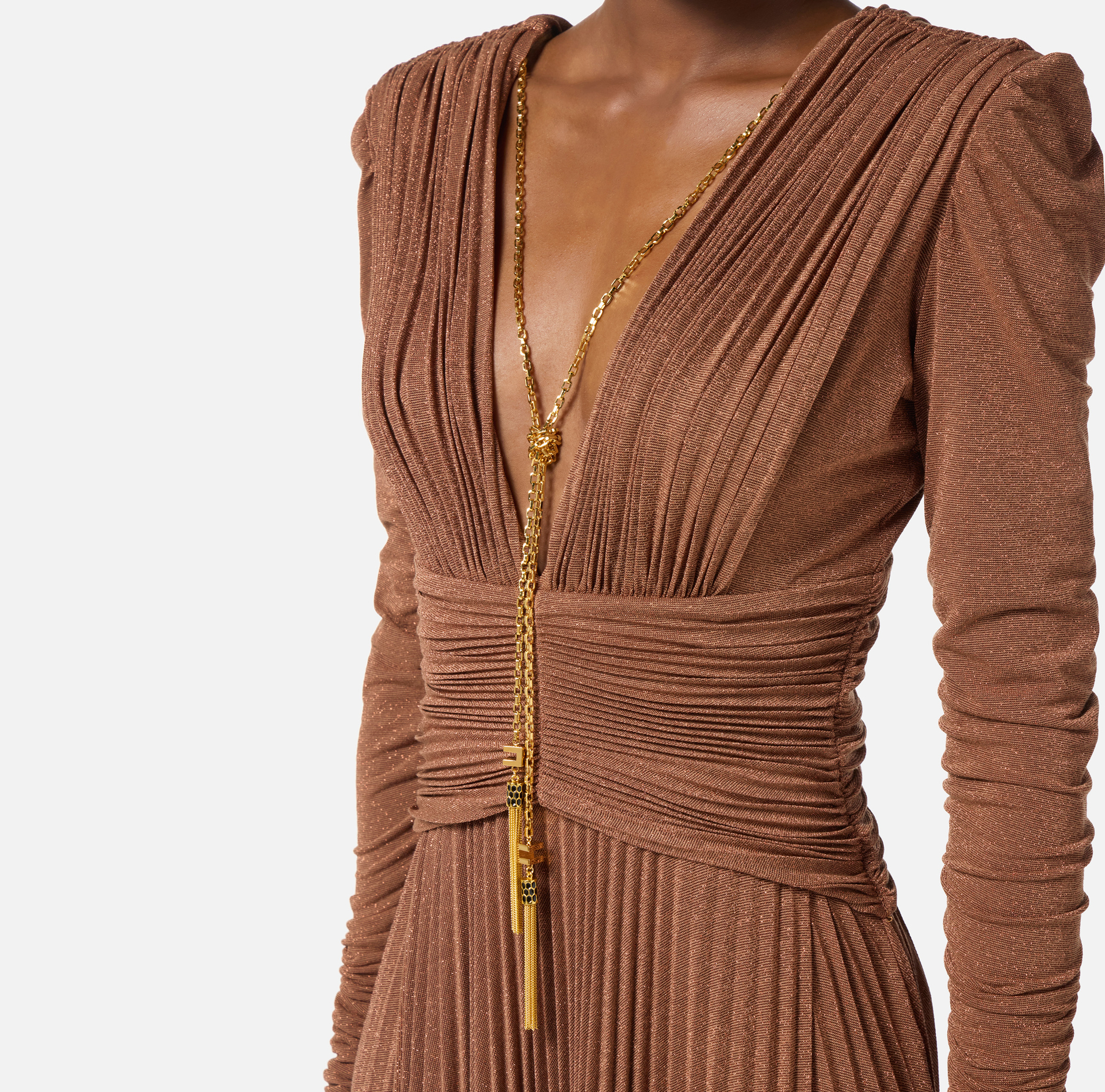 Red Carpet dress in lurex jersey with necklace - Elisabetta Franchi