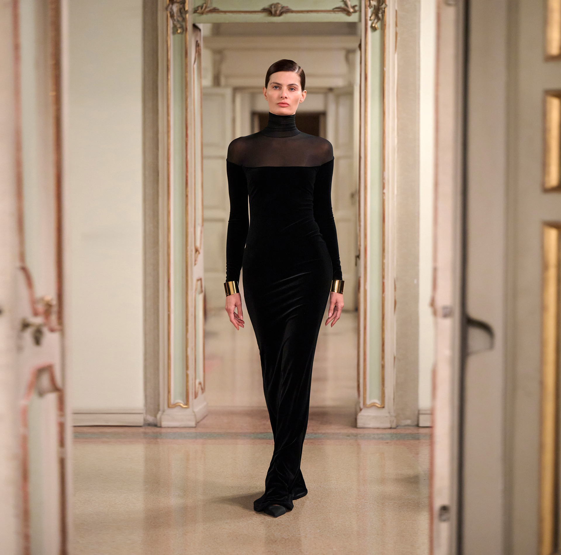 Vestido Red Carpet de terciopelo y punto - Elisabetta Franchi