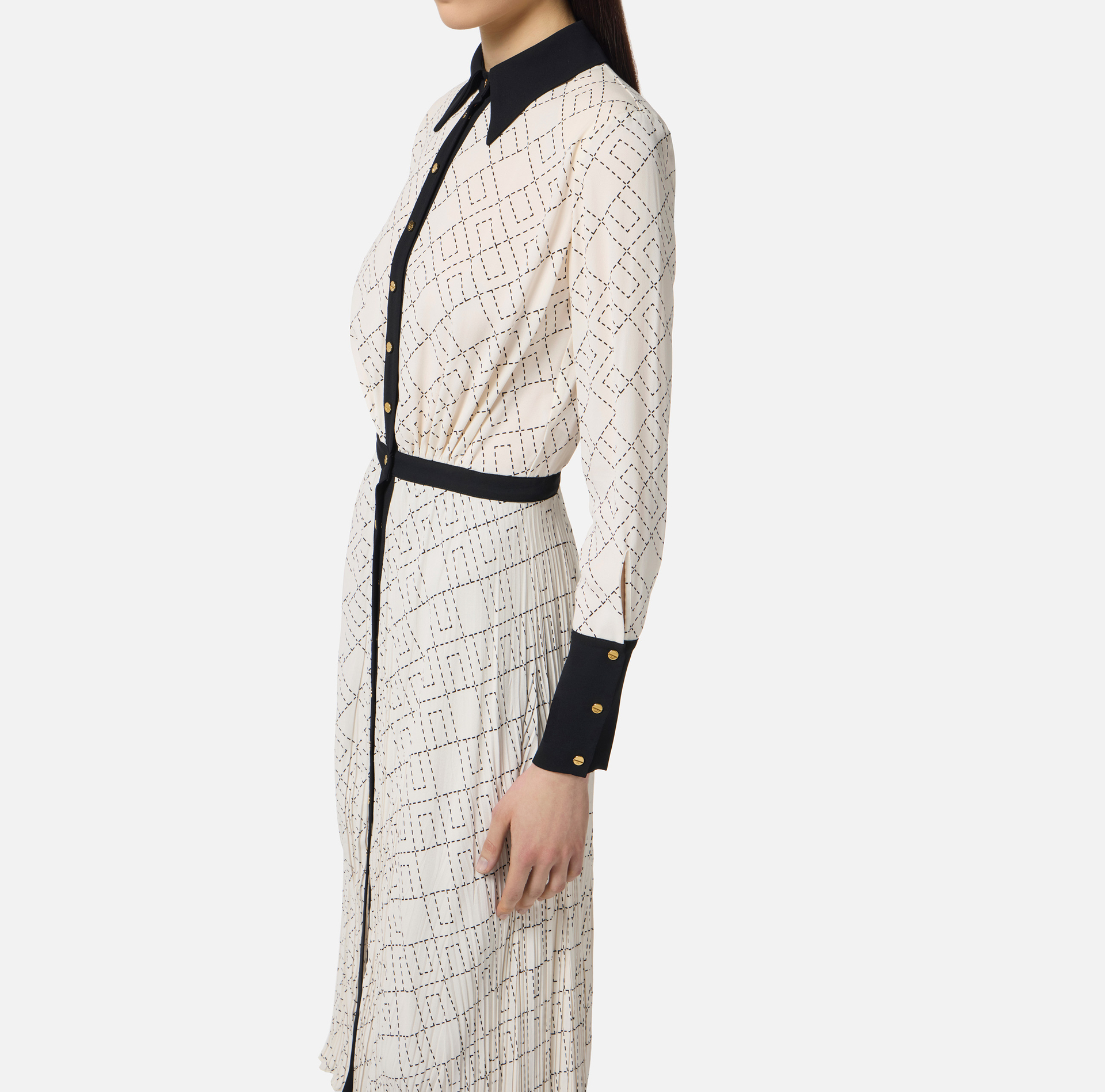 Vestido bicolor de georgette de viscosa - Elisabetta Franchi