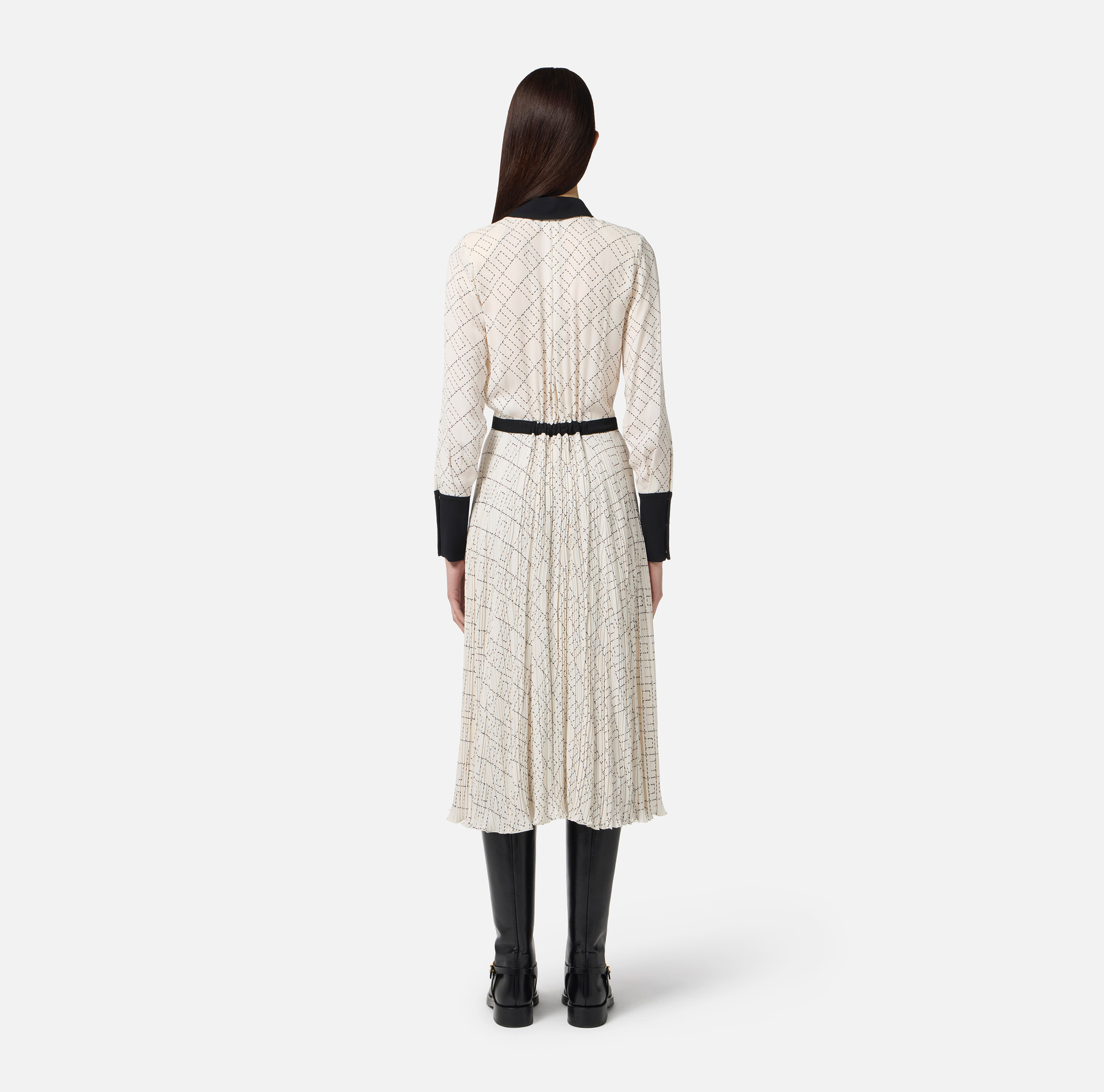 Vestido bicolor de georgette de viscosa - Elisabetta Franchi