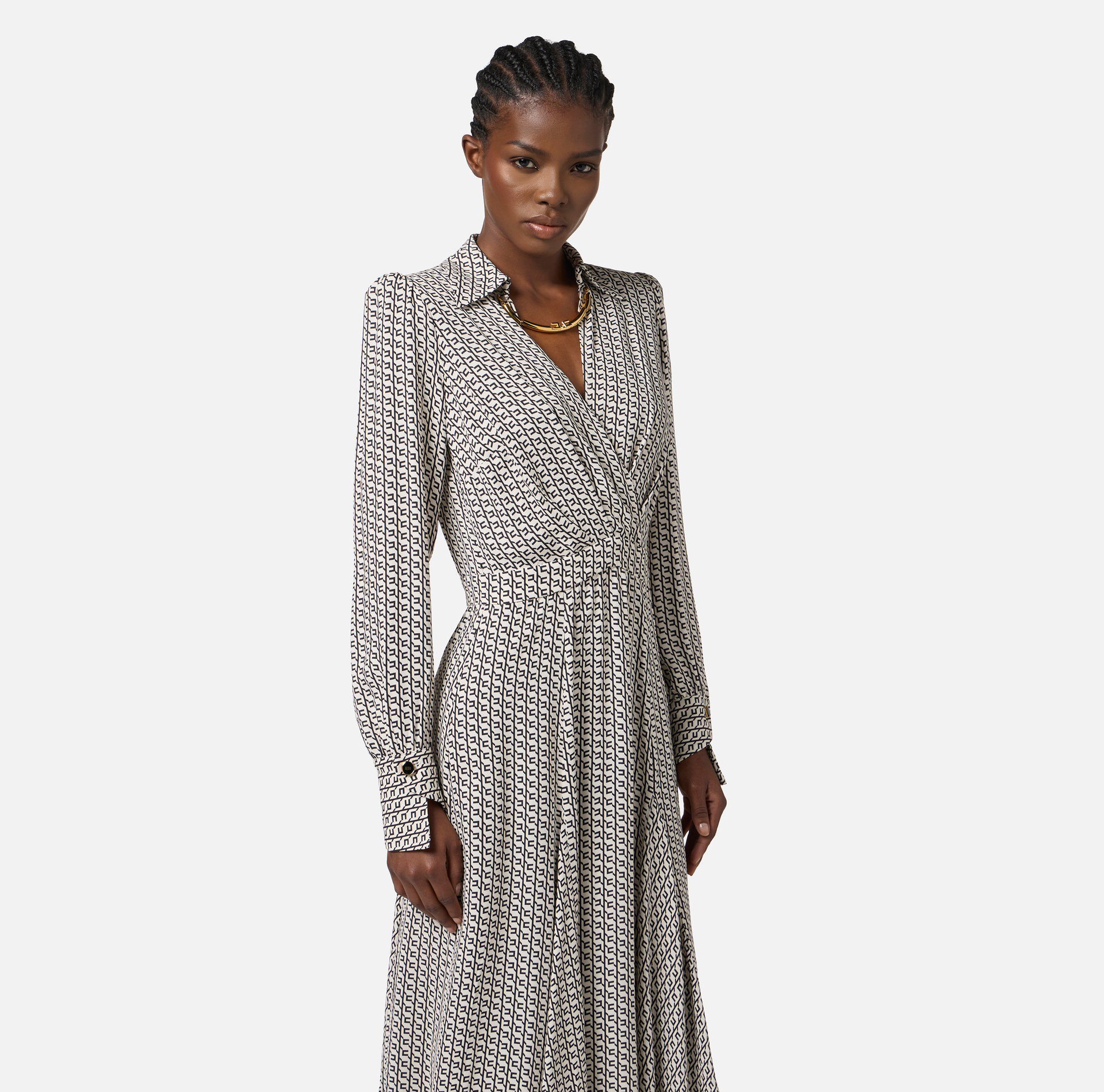 Dress in georgette fabric with geometric print - Elisabetta Franchi