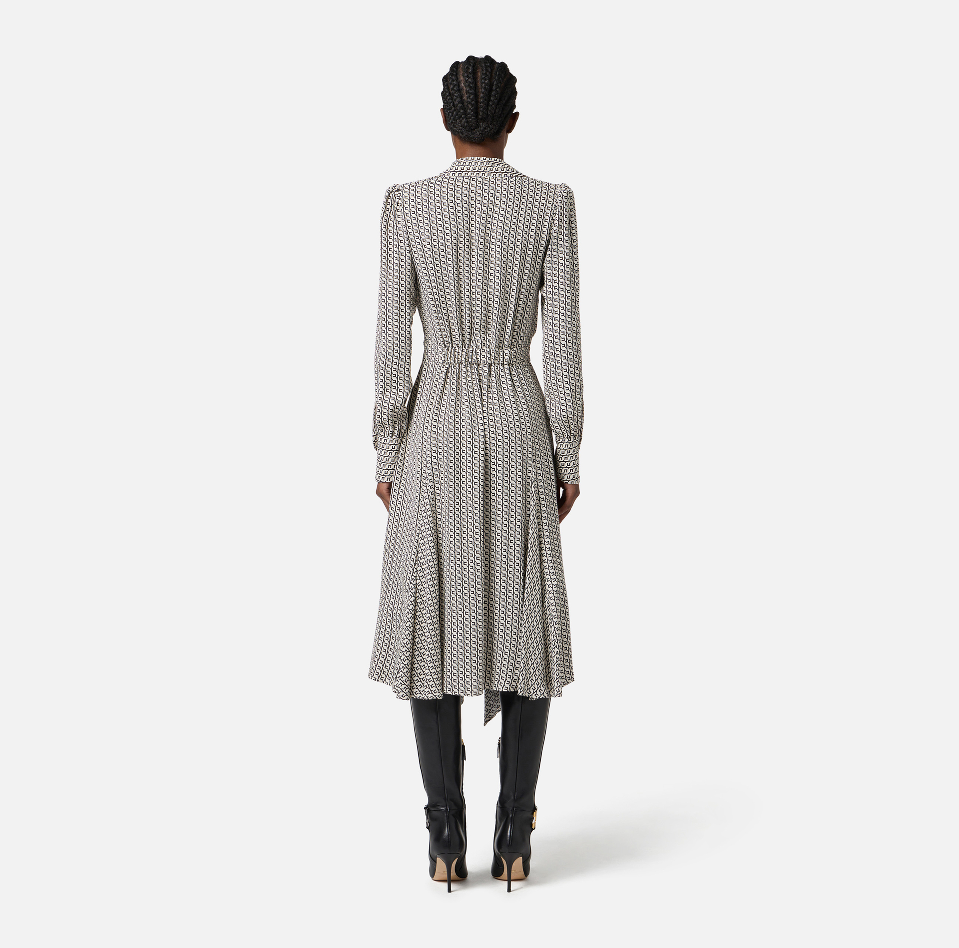 Dress in georgette fabric with geometric print - Elisabetta Franchi