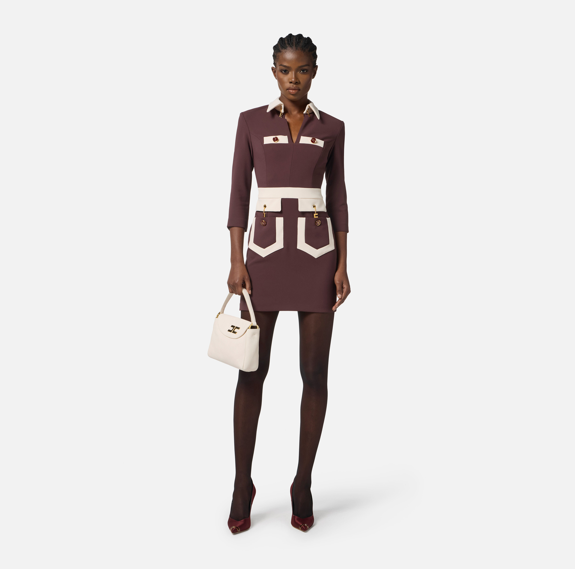 Colour-blocking dress in double layer crêpe fabric - Elisabetta Franchi