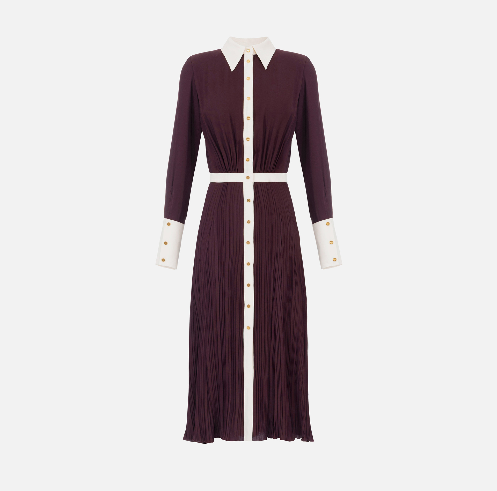 Colour-blocking dress in viscose georgette fabric - Elisabetta Franchi