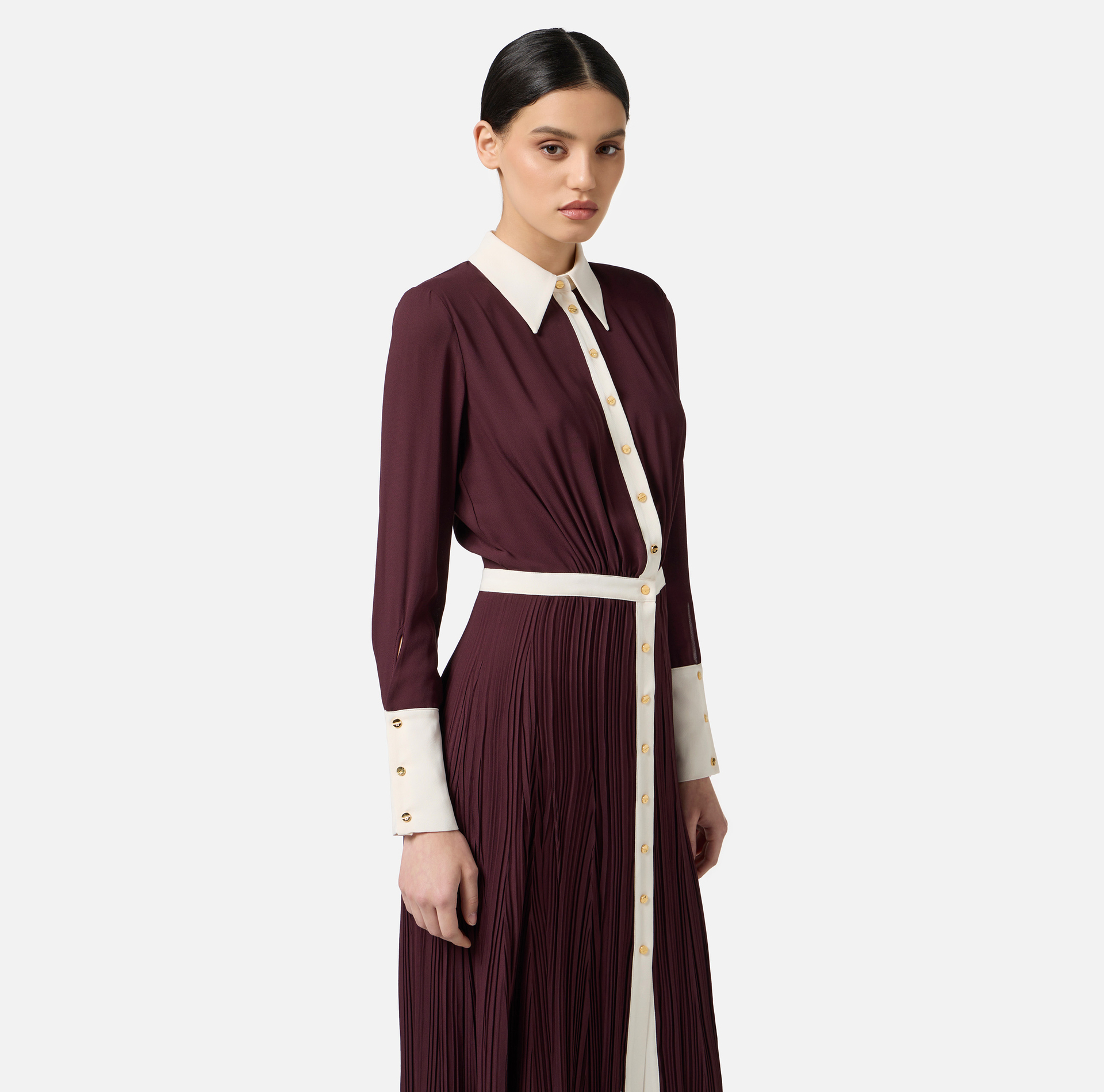 Colour-blocking dress in viscose georgette fabric - Elisabetta Franchi