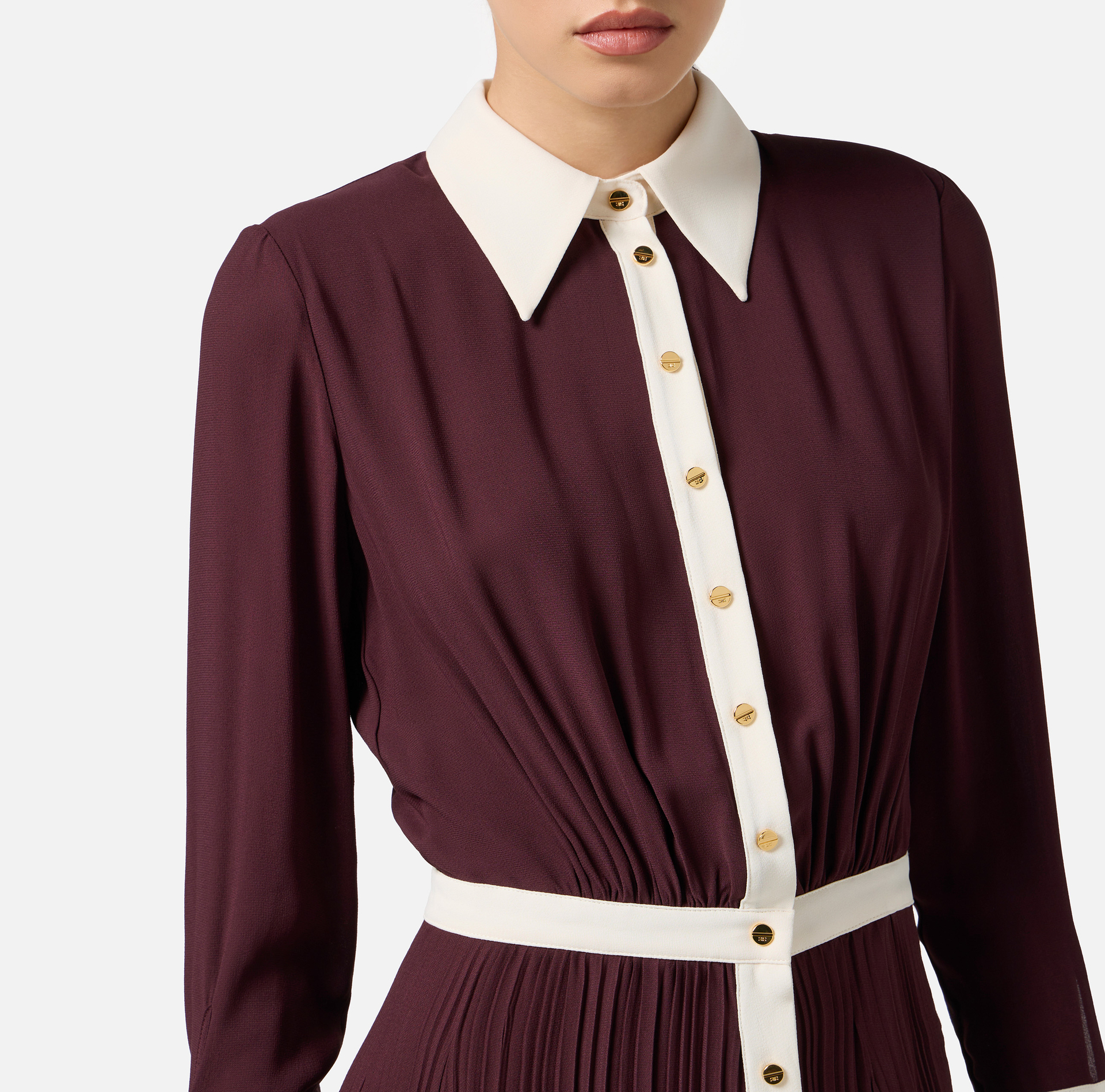 Colour-blocking dress in viscose georgette fabric - Elisabetta Franchi