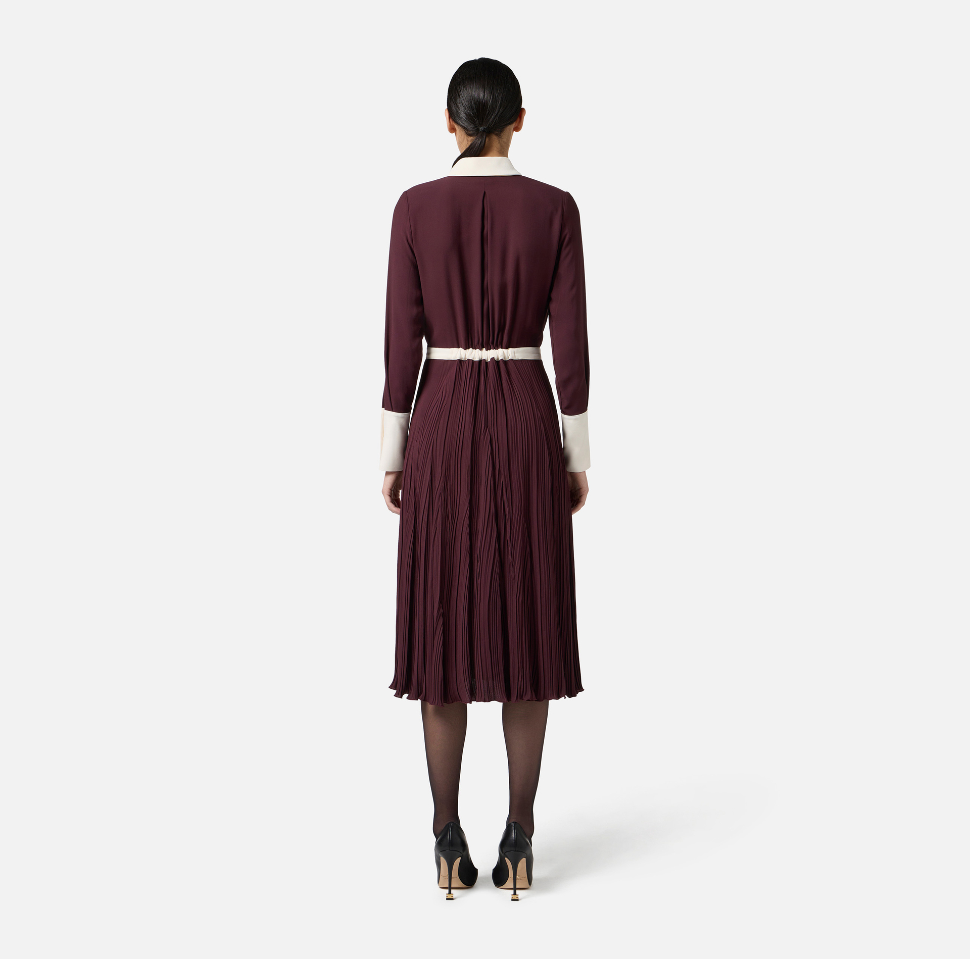 Colour-blocking dress in viscose georgette fabric - Elisabetta Franchi