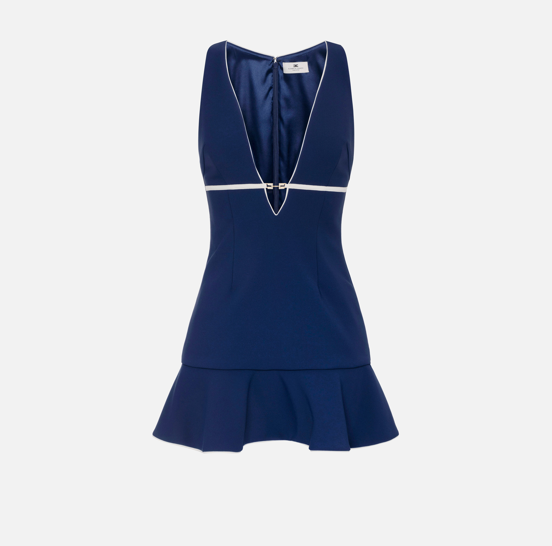 Abito in crêpe con piping e morsetto gioiello - ABBIGLIAMENTO - Elisabetta Franchi