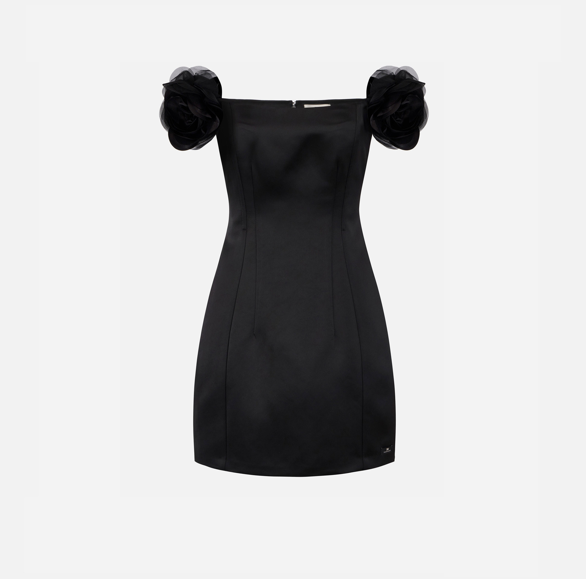 Abito in duchesse con fiori applicati - ABBIGLIAMENTO - Elisabetta Franchi