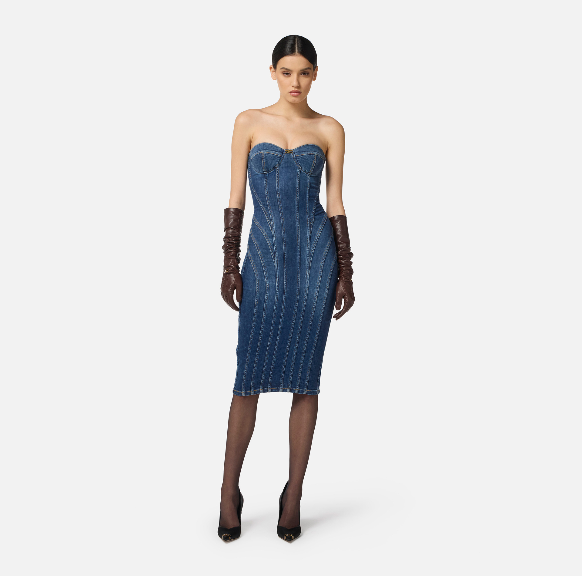 Robe bustier en denim - Elisabetta Franchi