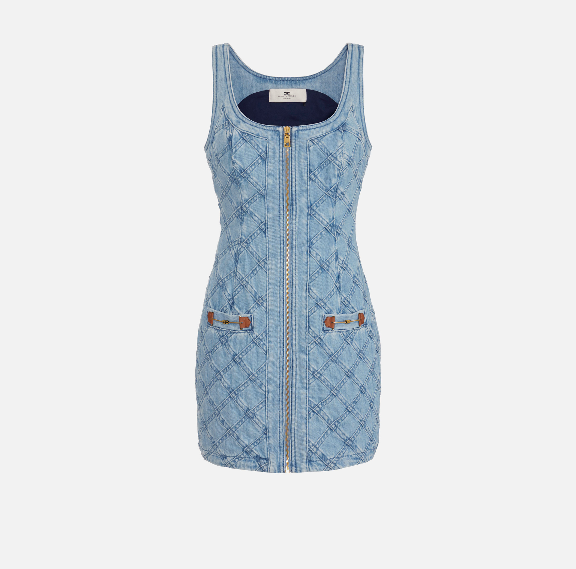 Mini abito in denim con losanghe