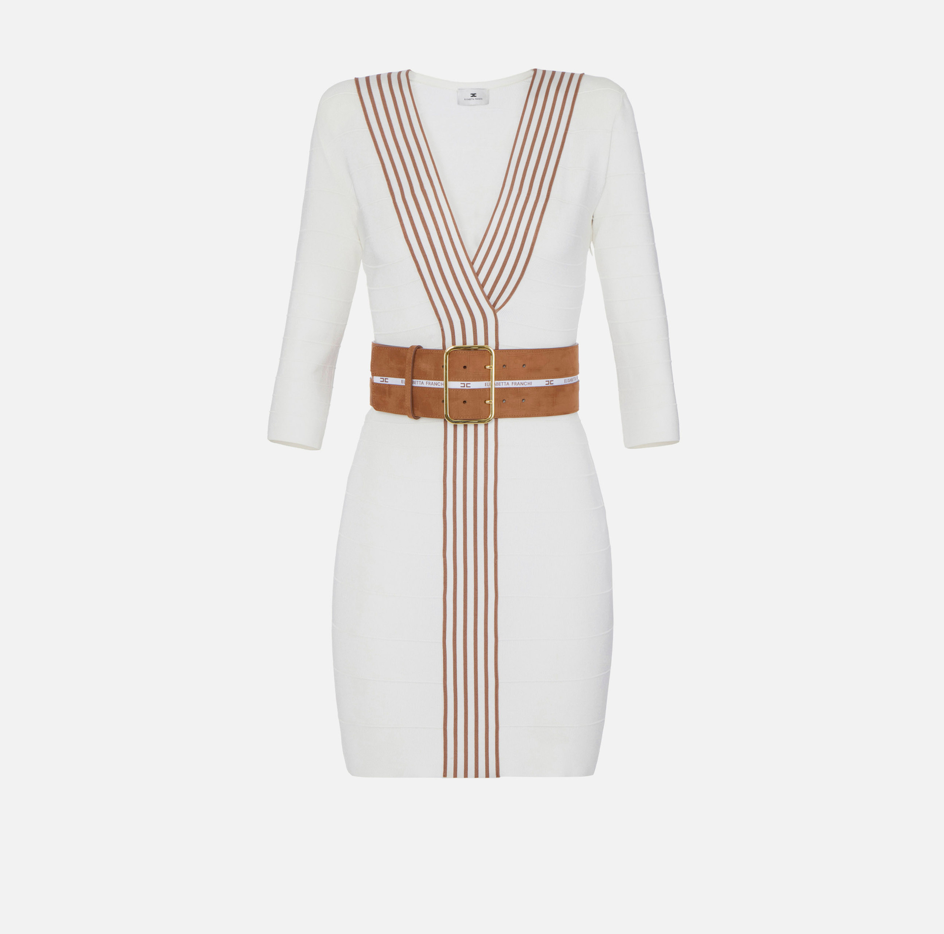 Knit fabric dress with striped bands - Elisabetta Franchi