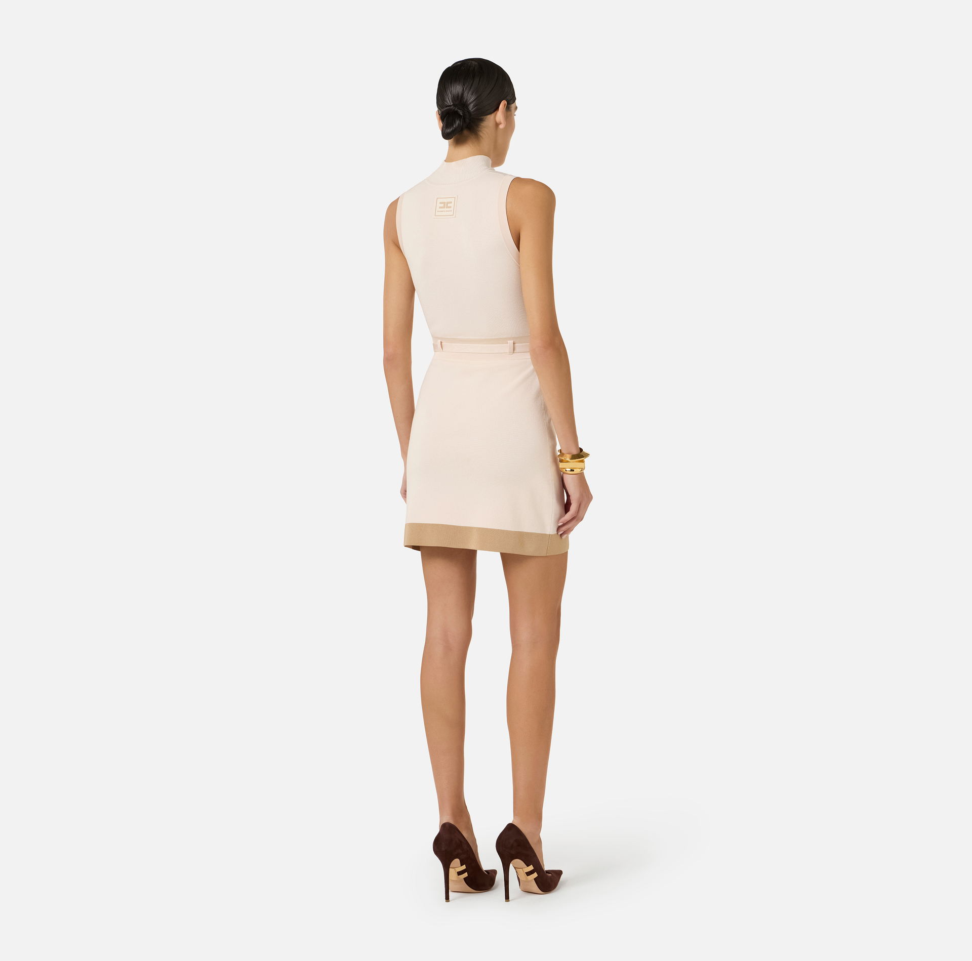 Mini dress in knit fabric with shiny viscose bands - Elisabetta Franchi
