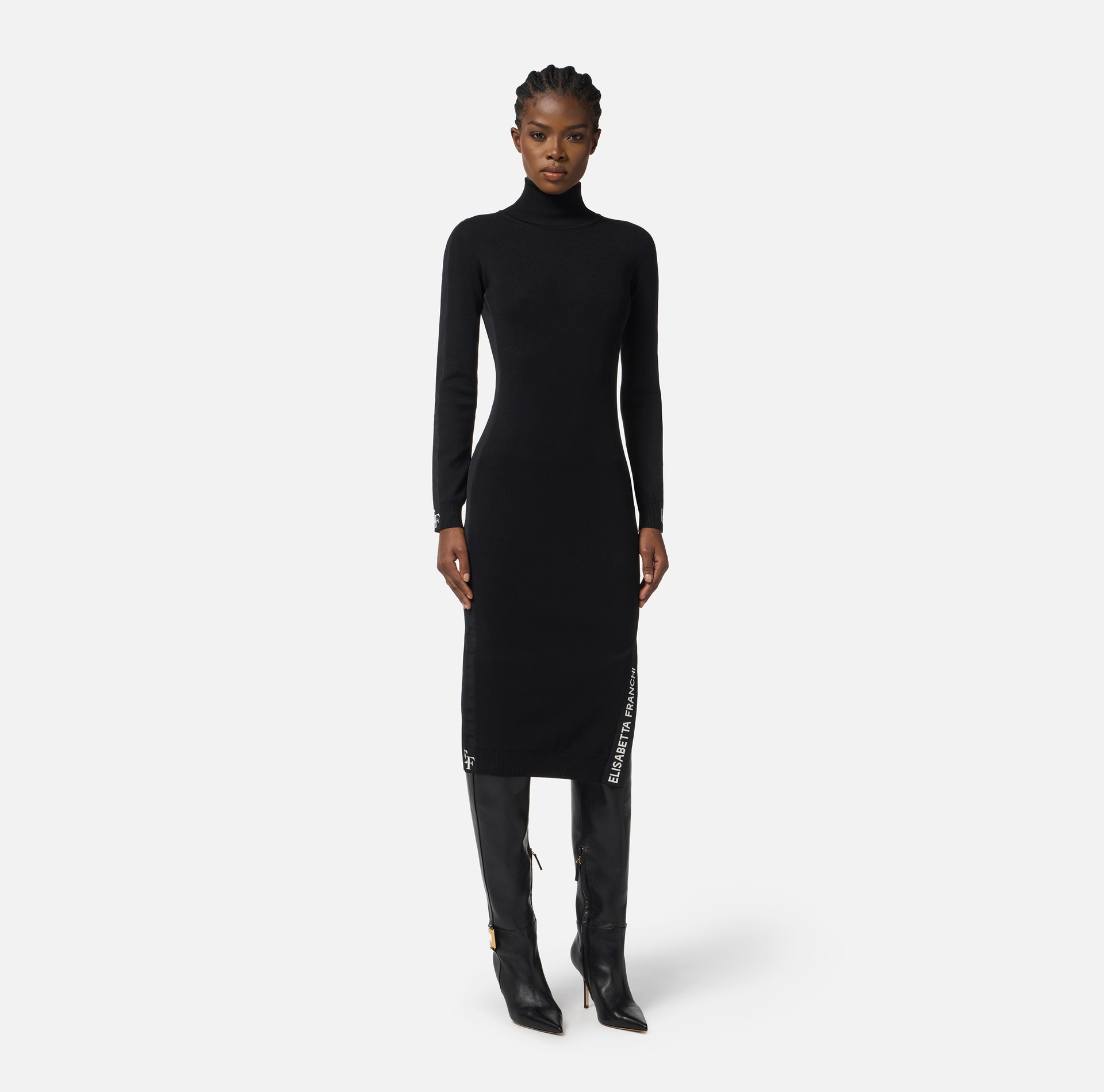 Vestido de viscosa con bandas brillantes - Elisabetta Franchi