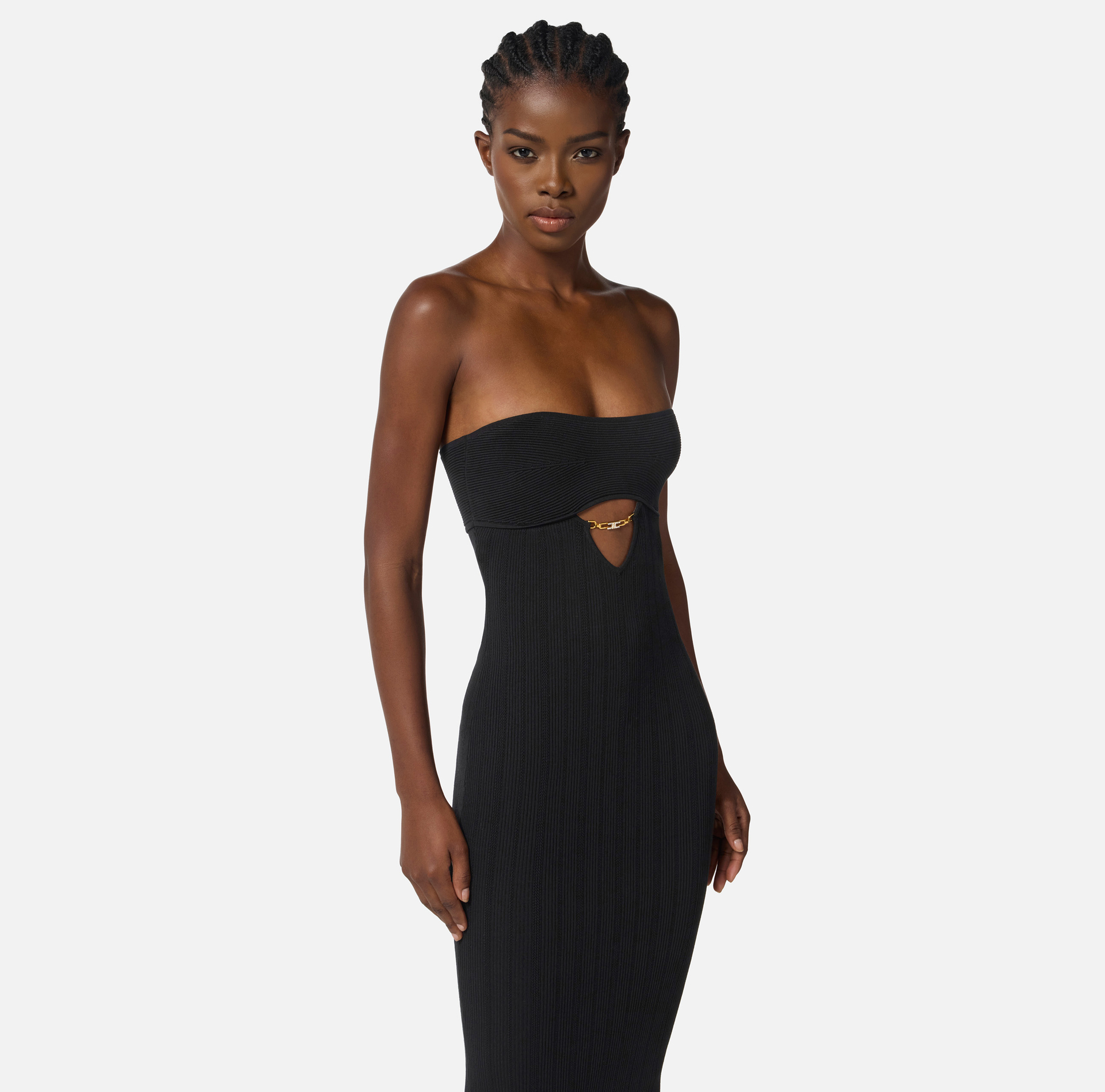 Robe en tricot côtelé avec détails à jour - Elisabetta Franchi