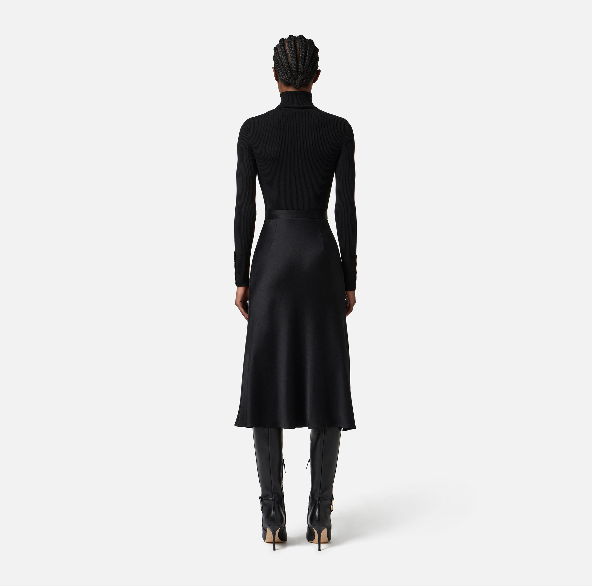 Robe en tricot côtelé et satin avec poche poitrine - Elisabetta Franchi