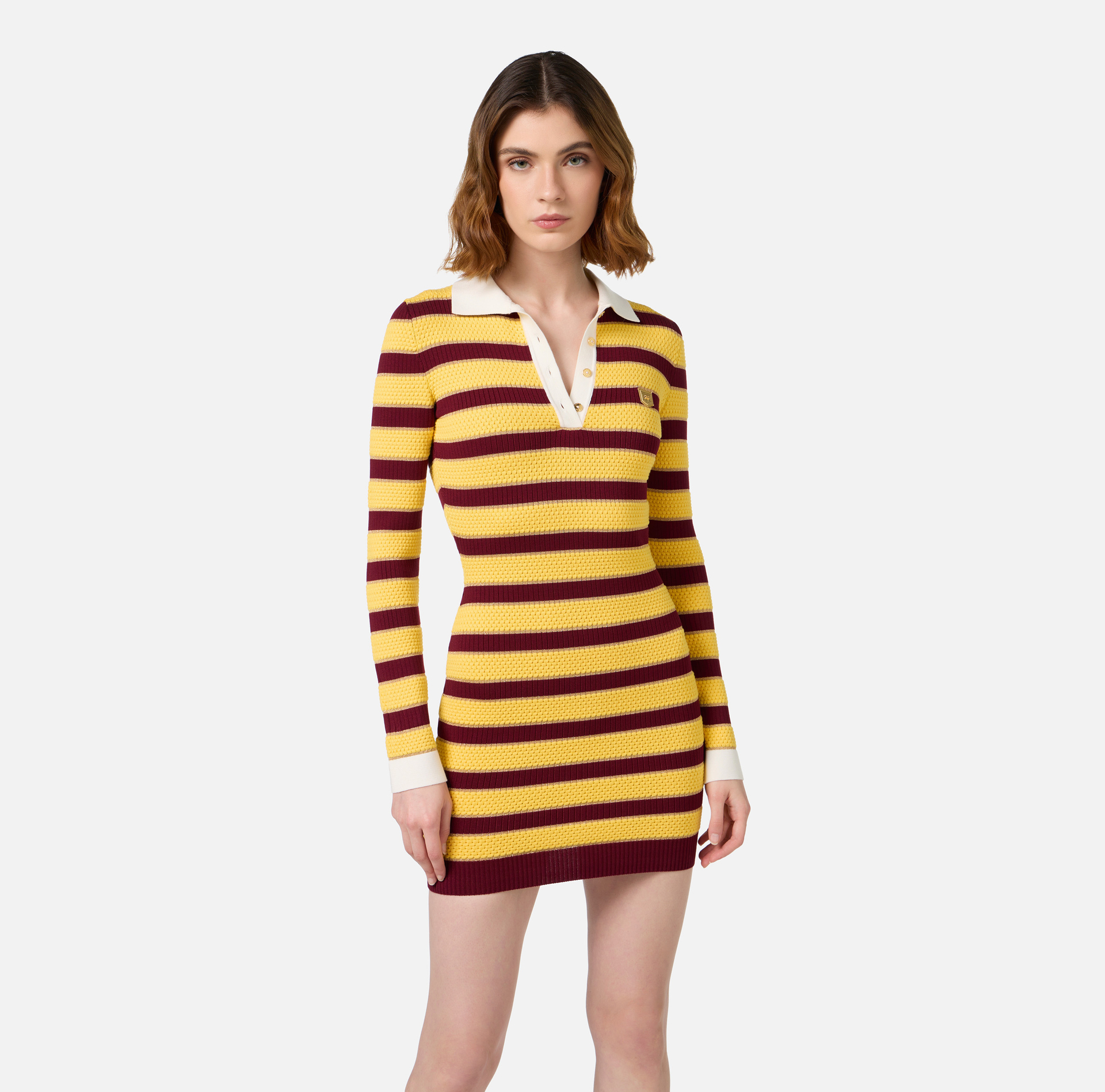 Miniabito a polo in viscosa lurex a righe - Elisabetta Franchi