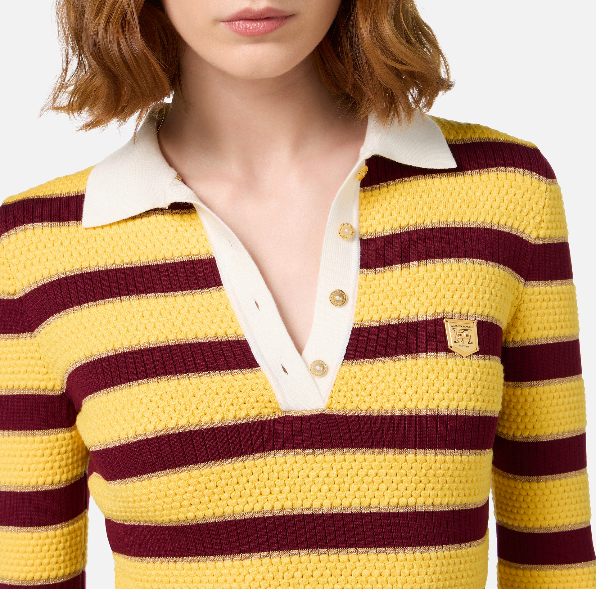 Miniabito a polo in viscosa lurex a righe - Elisabetta Franchi