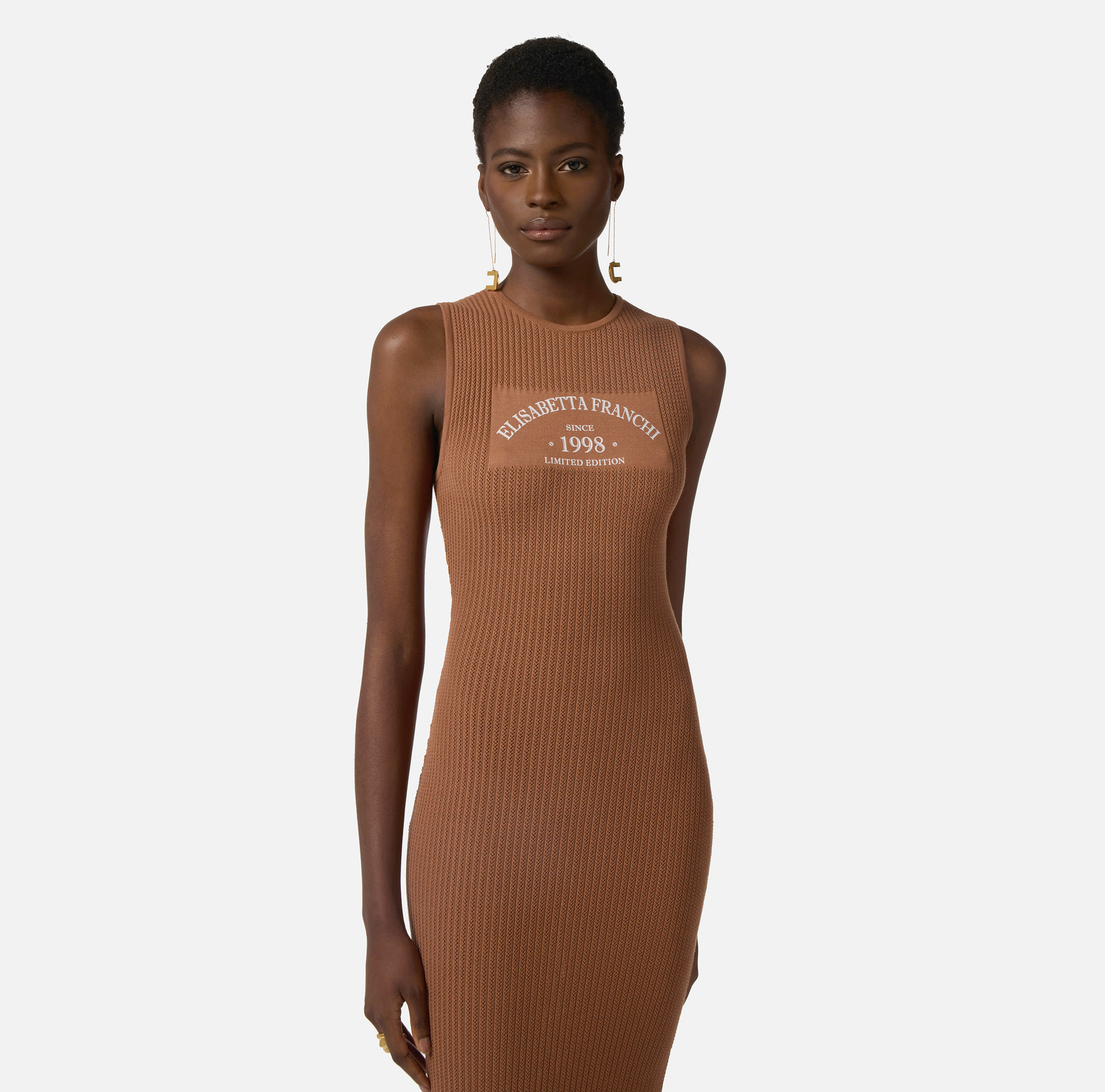 Strickkleid mit Logo-Print - Elisabetta Franchi