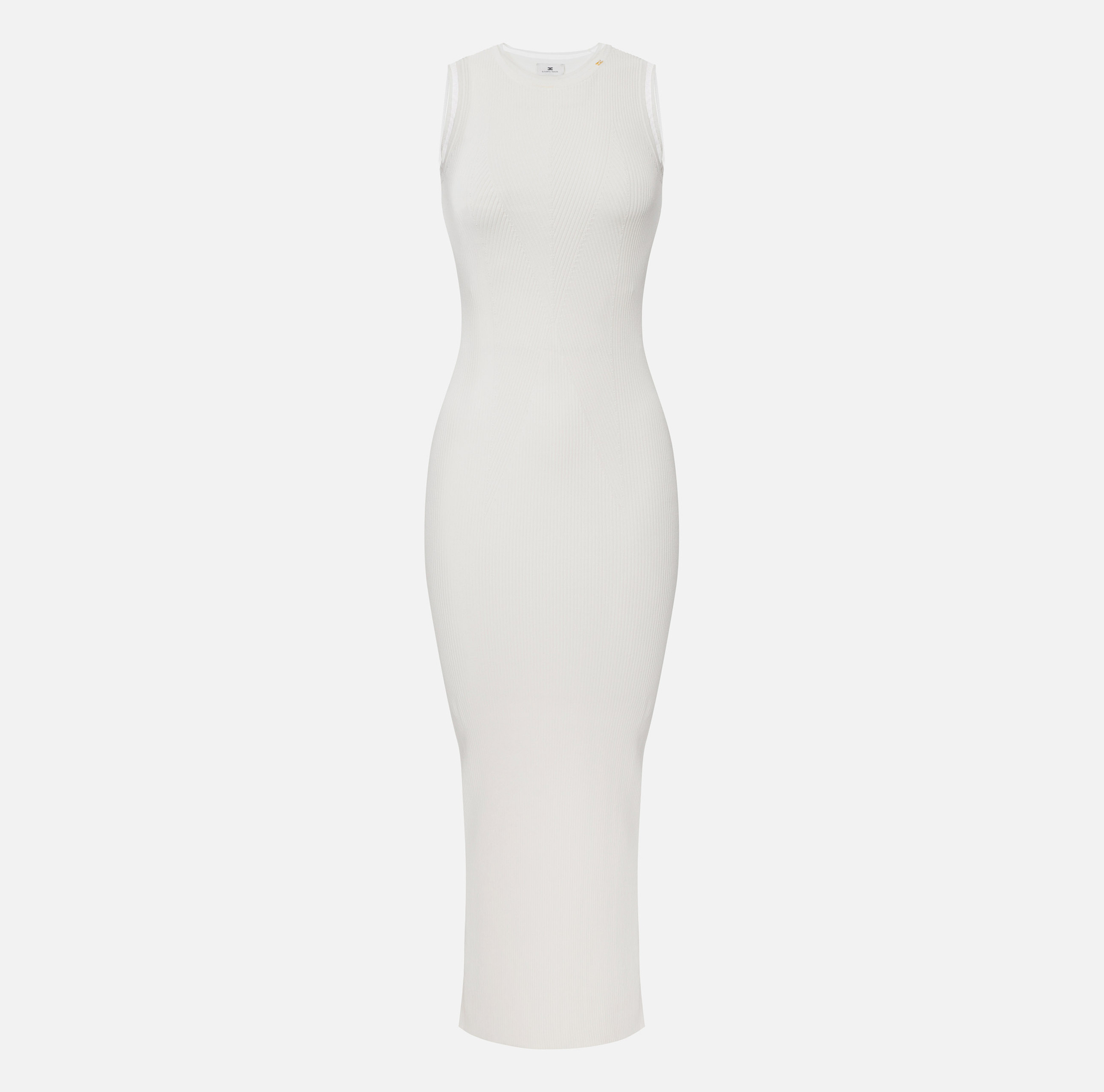 Vestido de punto canalé con logotipo joya - Elisabetta Franchi