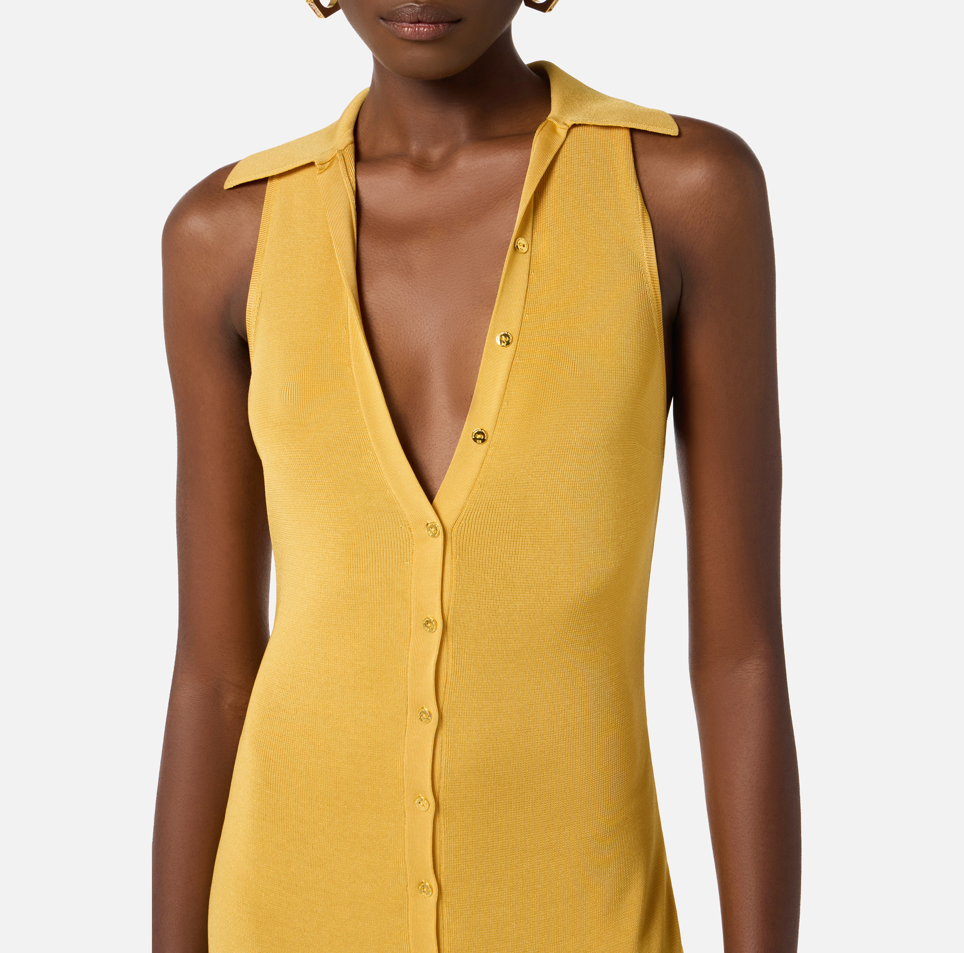 Sukienka z wiskozowej dzianiny z biżuteryjnym detalem - Elisabetta Franchi