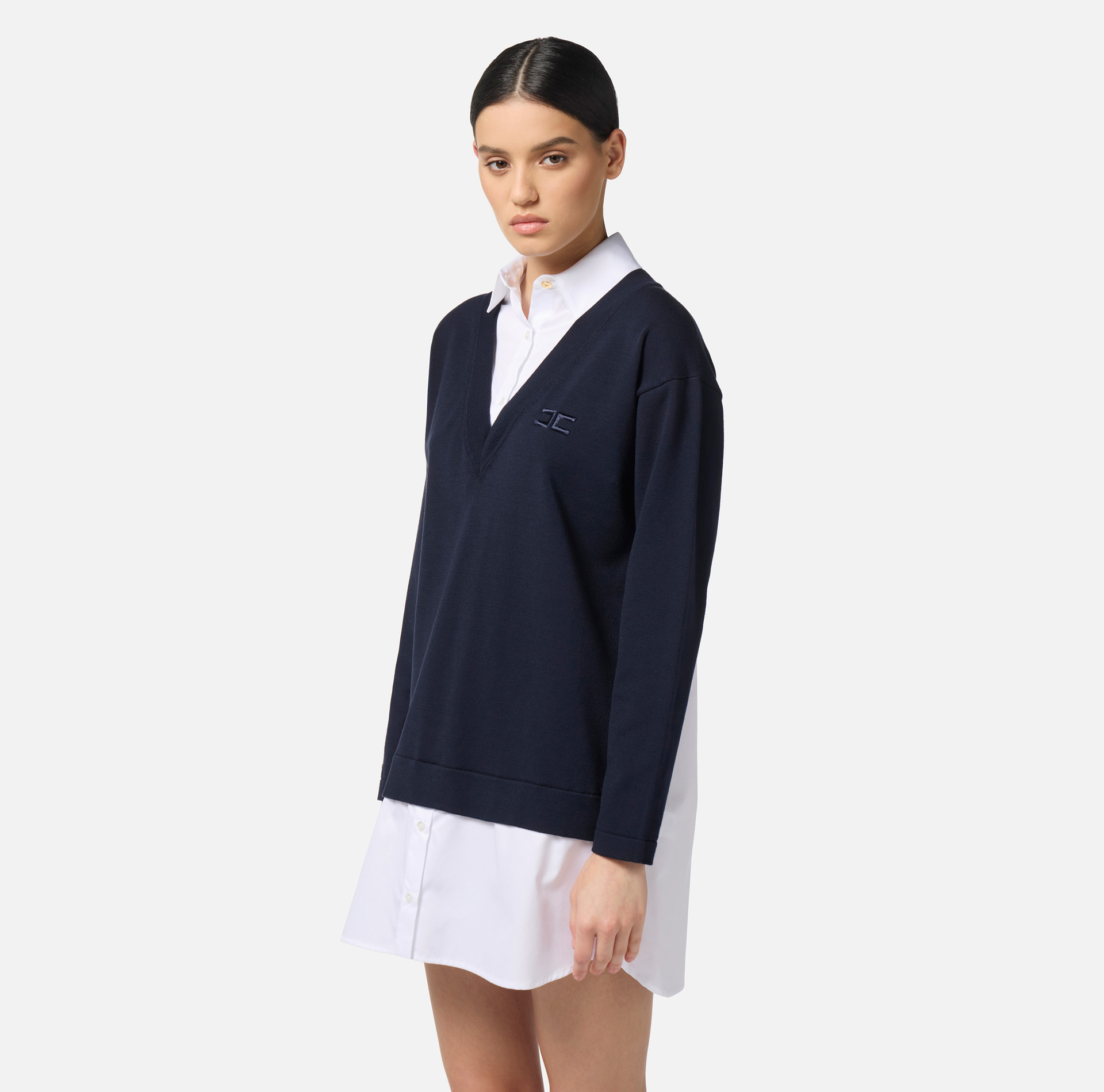 Viscose and cotton poplin knit dress - Elisabetta Franchi