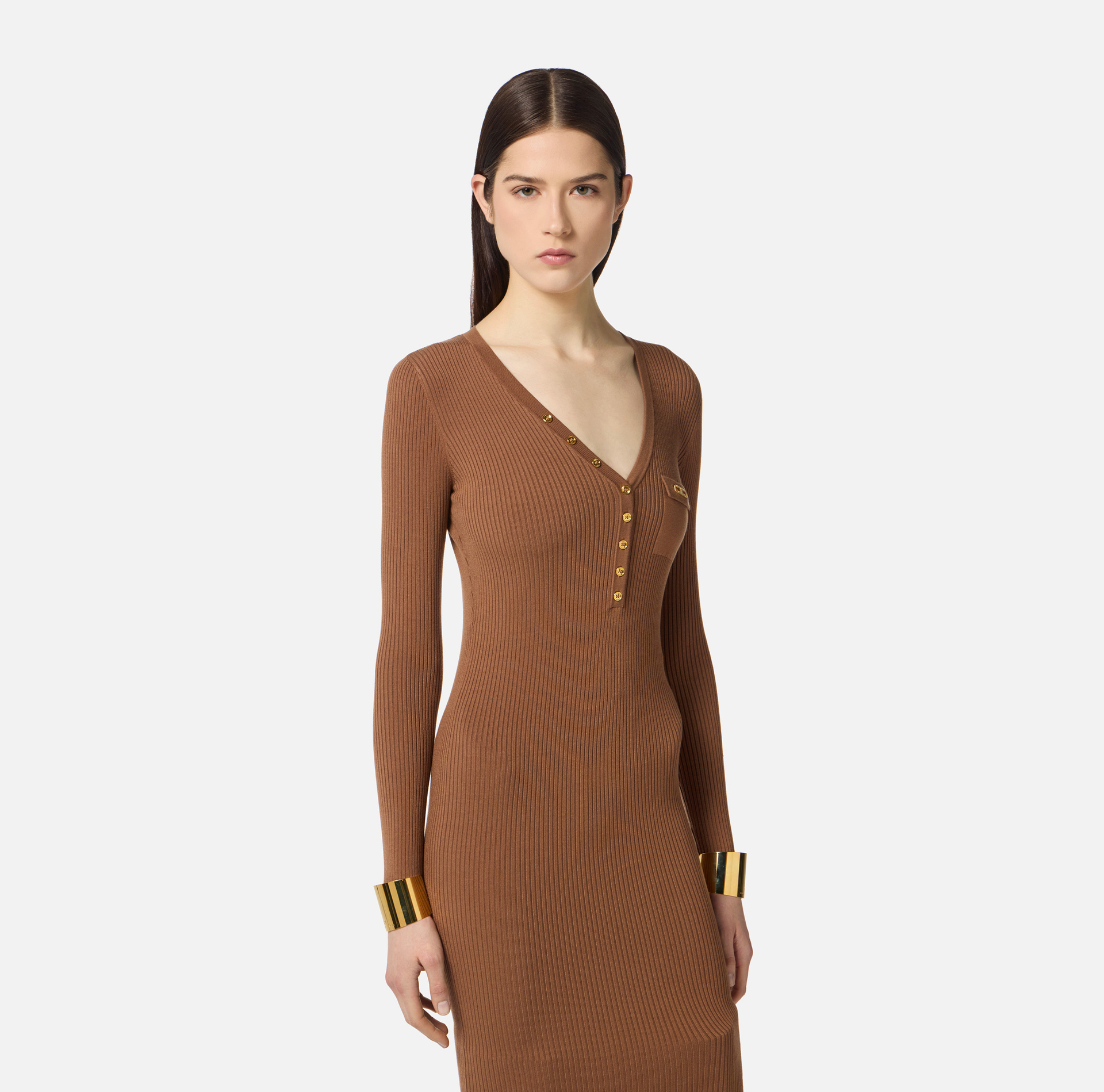 Abito in maglia a costine con taschino - Elisabetta Franchi