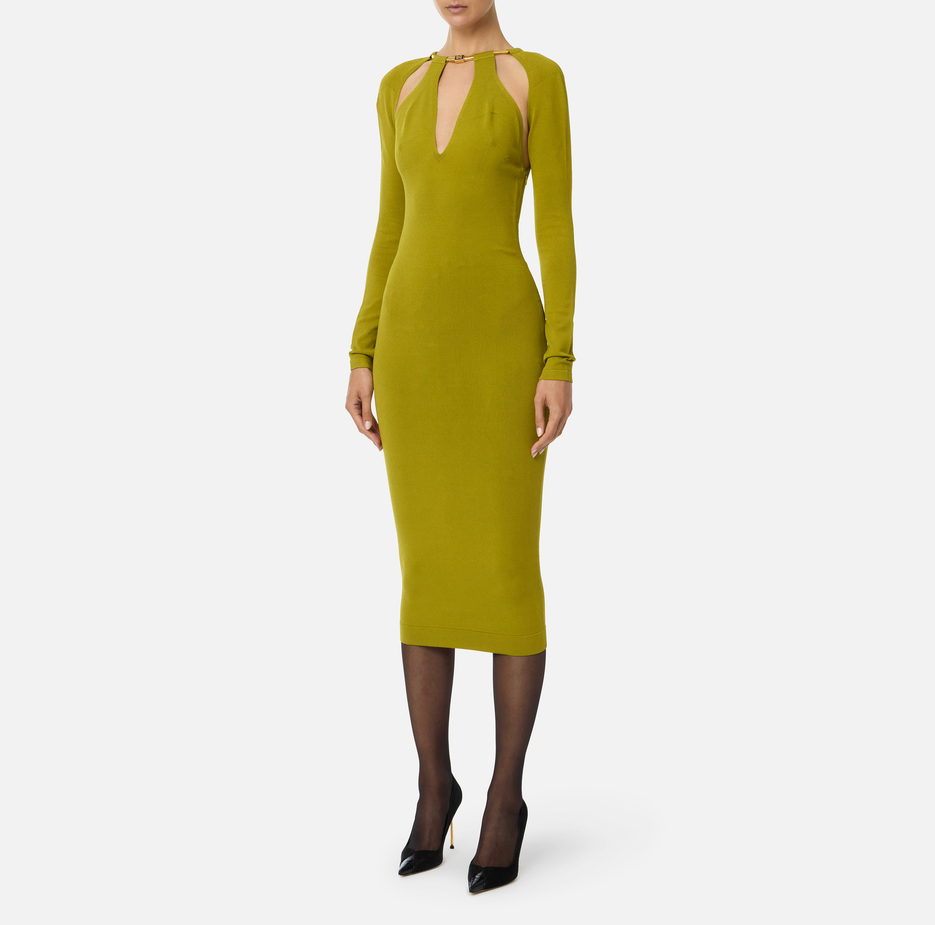 Платье из трикотажа с роскошным змеевидным декором - Elisabetta Franchi