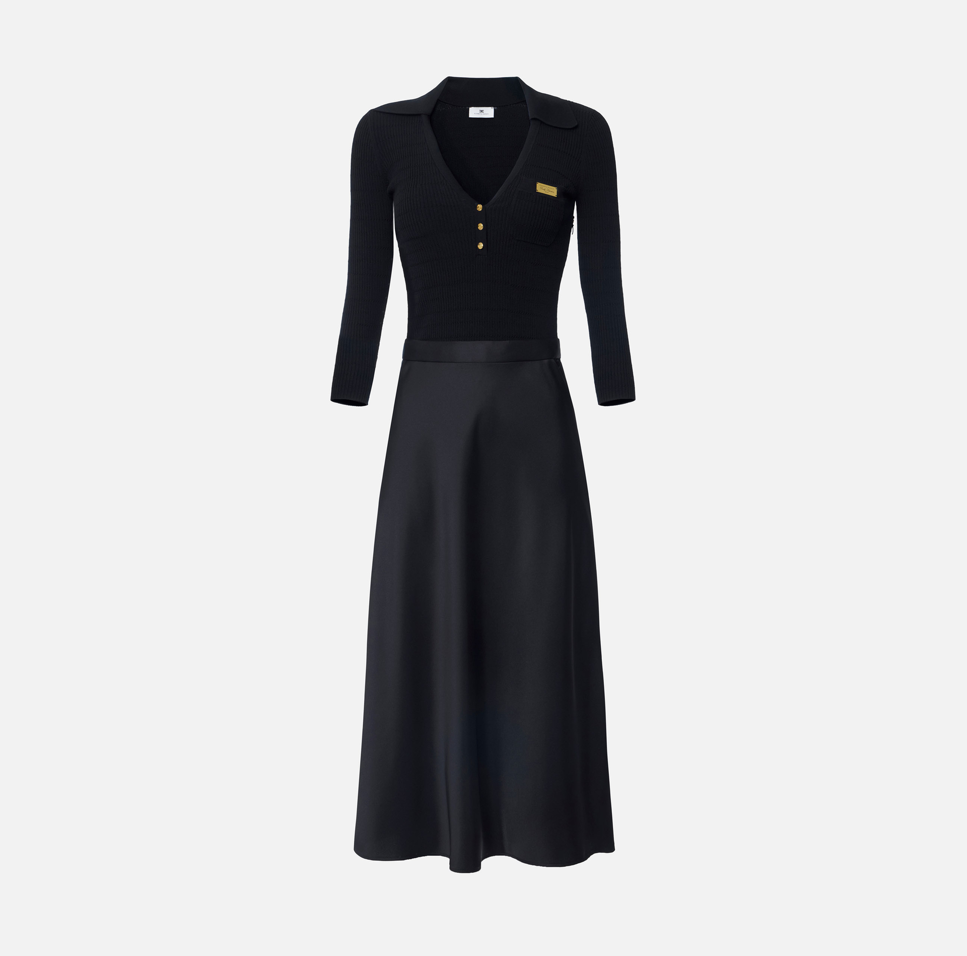 Robe en tricot micro-tressé avec satin - Elisabetta Franchi