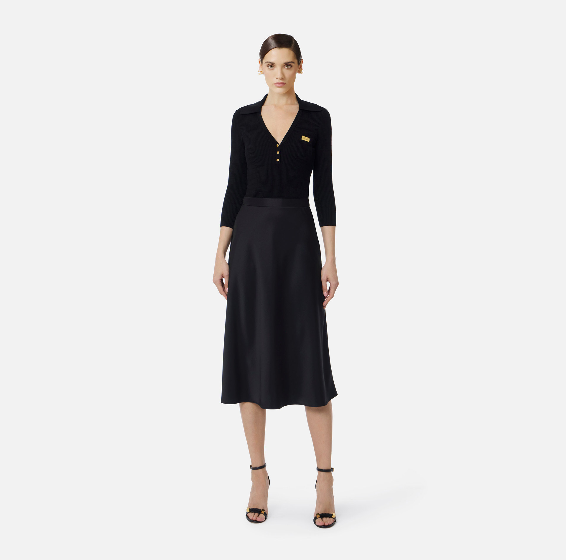 Robe en tricot micro-tressé avec satin - Elisabetta Franchi