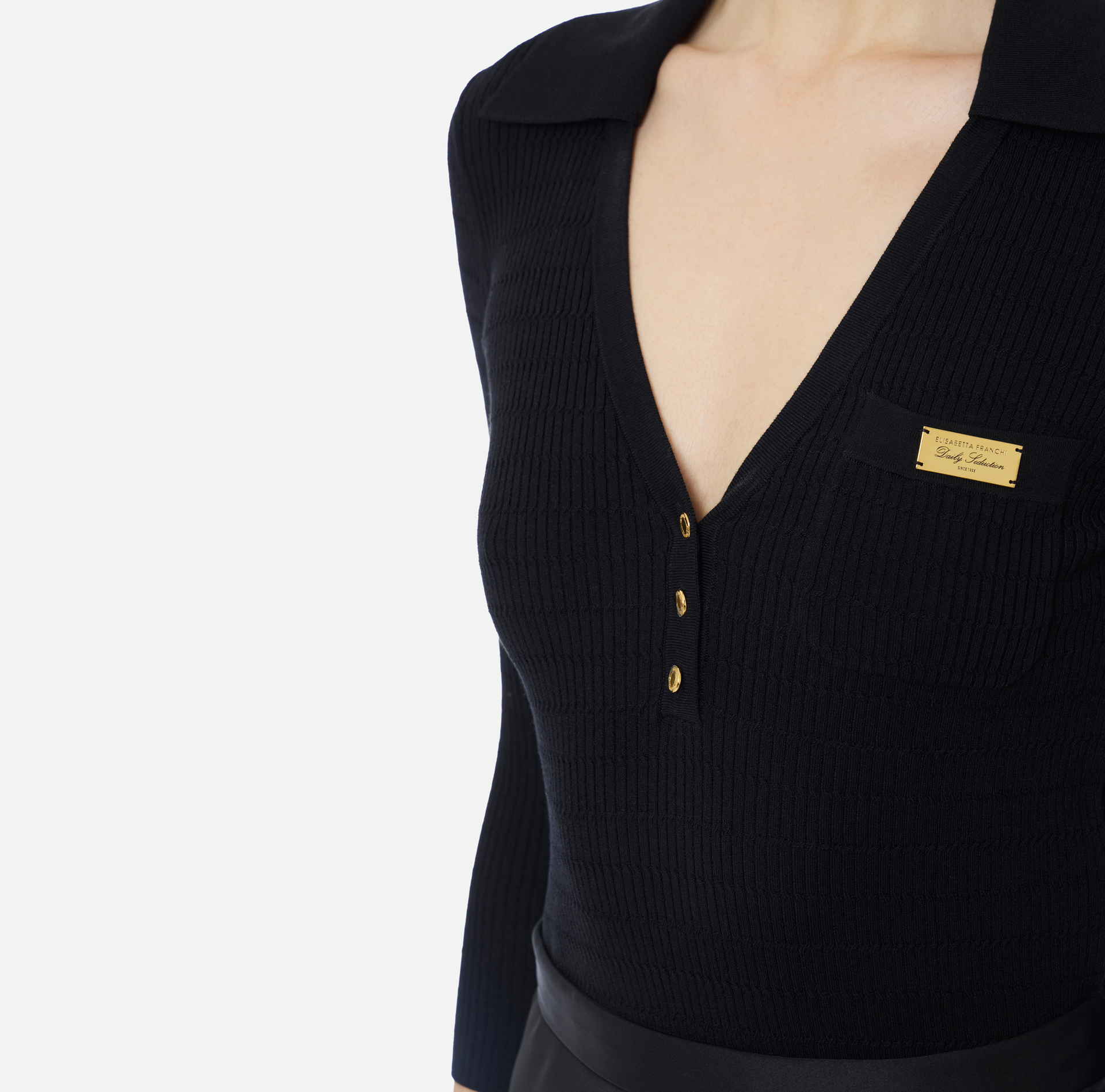 Robe en tricot micro-tressé avec satin - Elisabetta Franchi