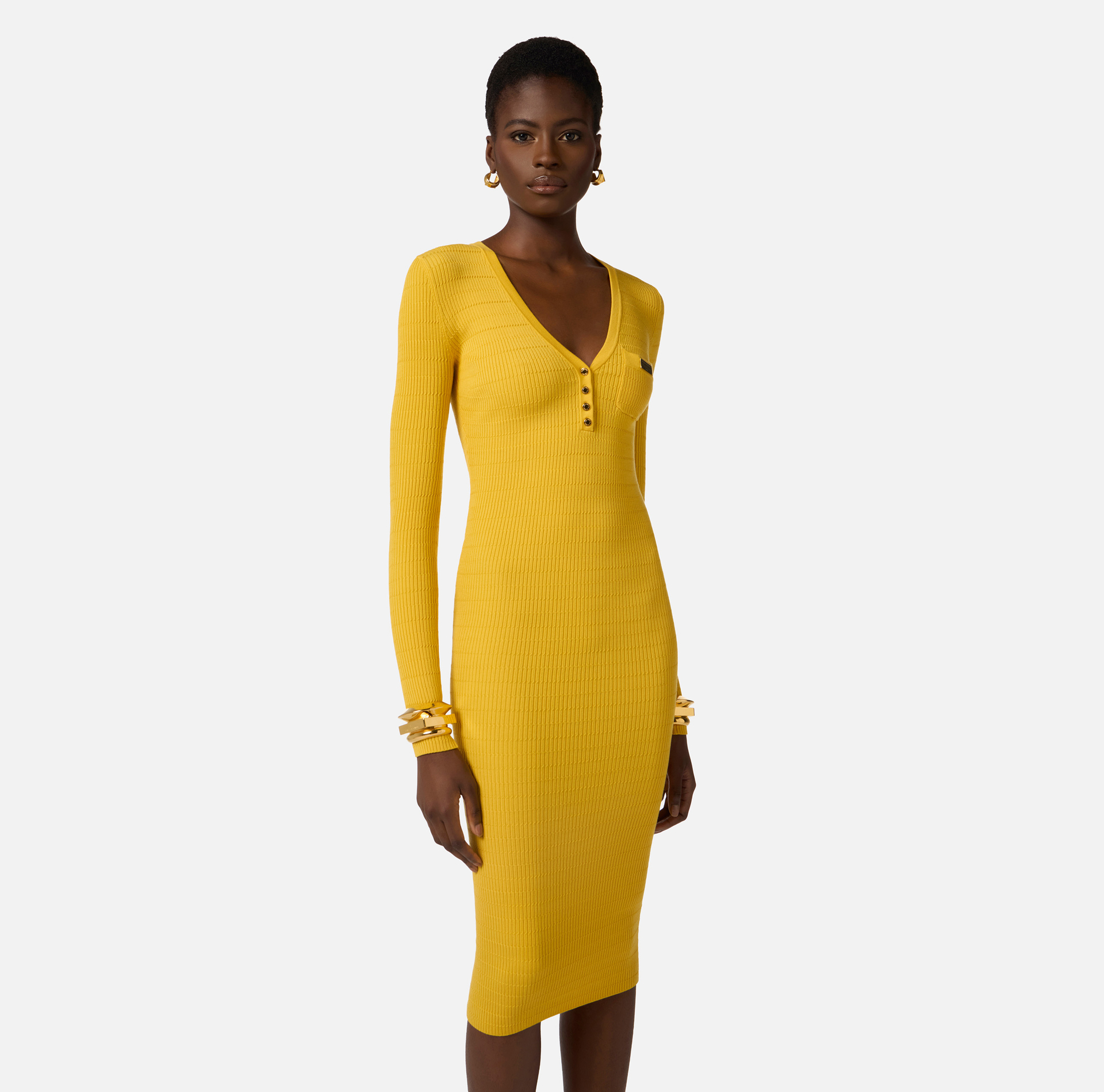 Sukienka dzianinowa w mikro warkocze - Elisabetta Franchi