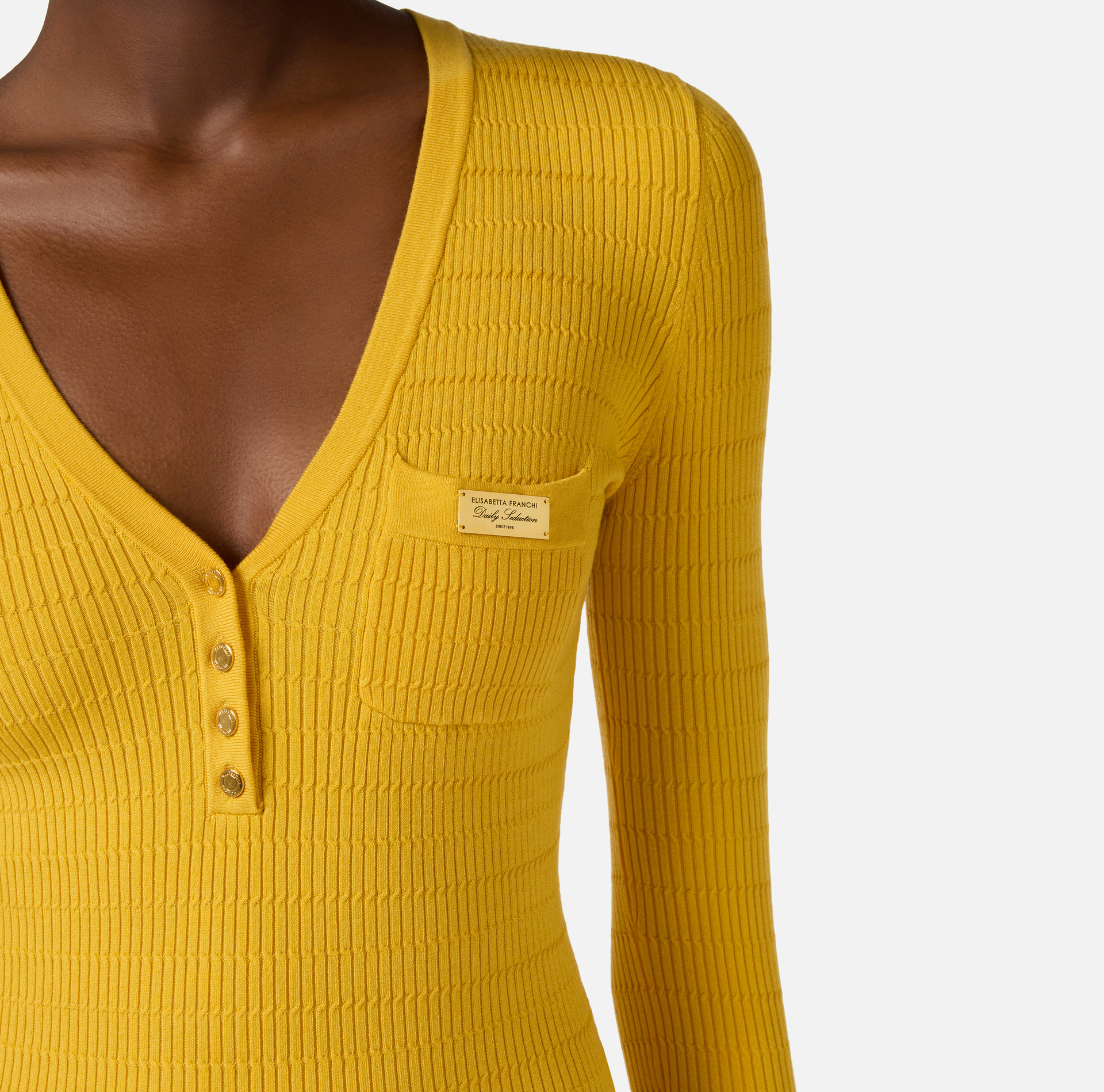 Sukienka dzianinowa w mikro warkocze - Elisabetta Franchi