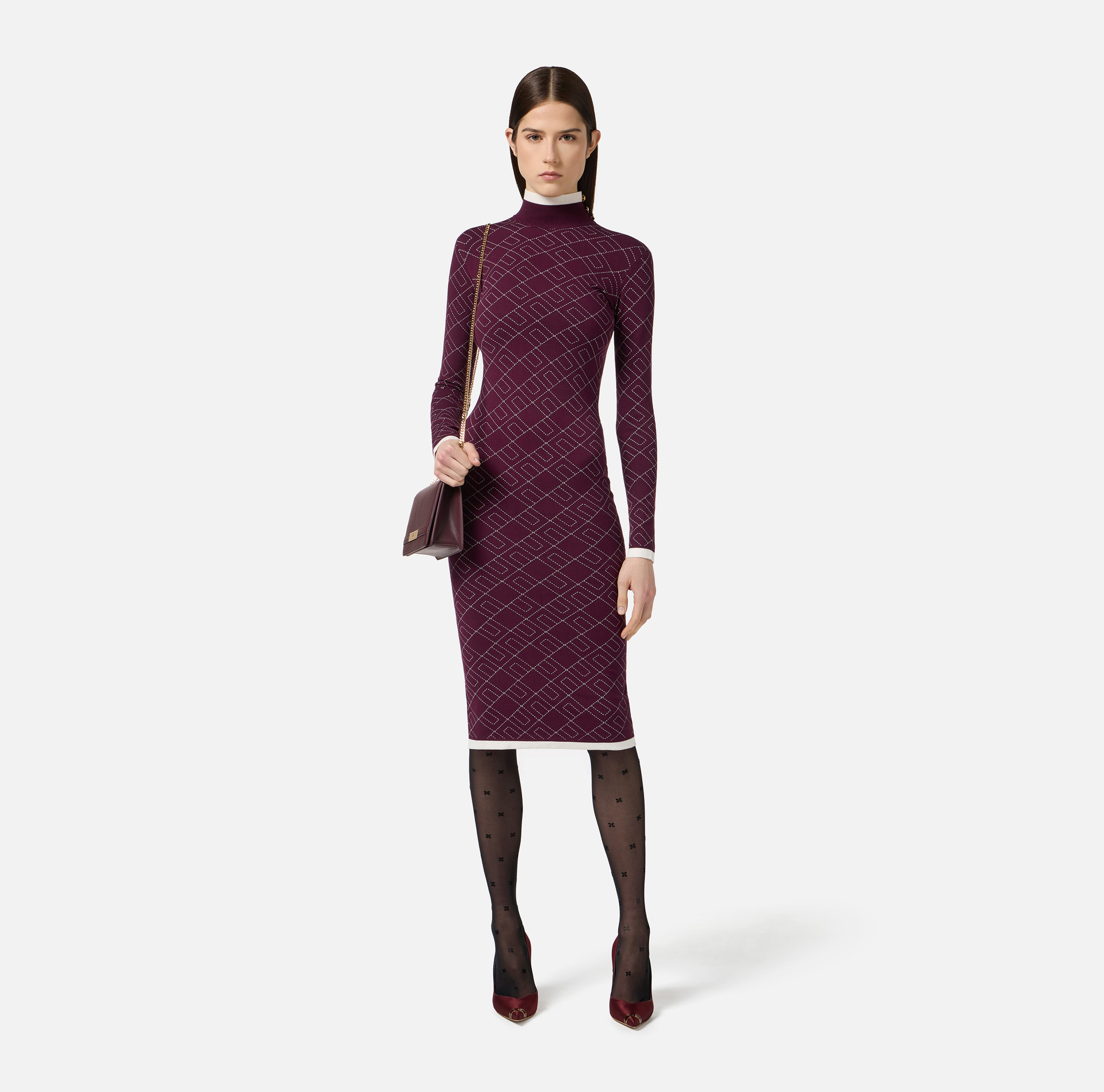 Vestido de punto jacquard bicolor - Elisabetta Franchi