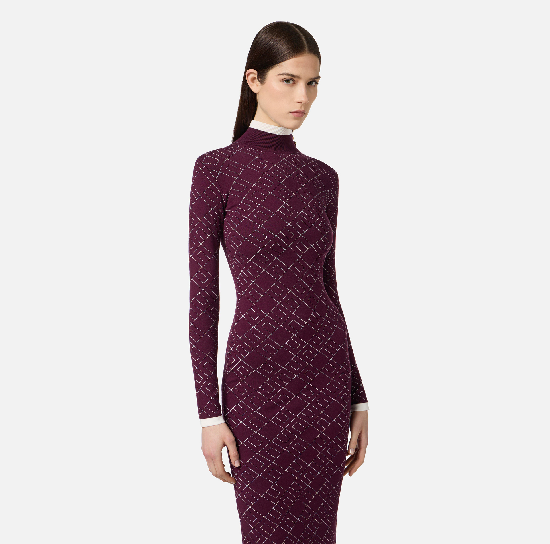 Vestido de punto jacquard bicolor - Elisabetta Franchi