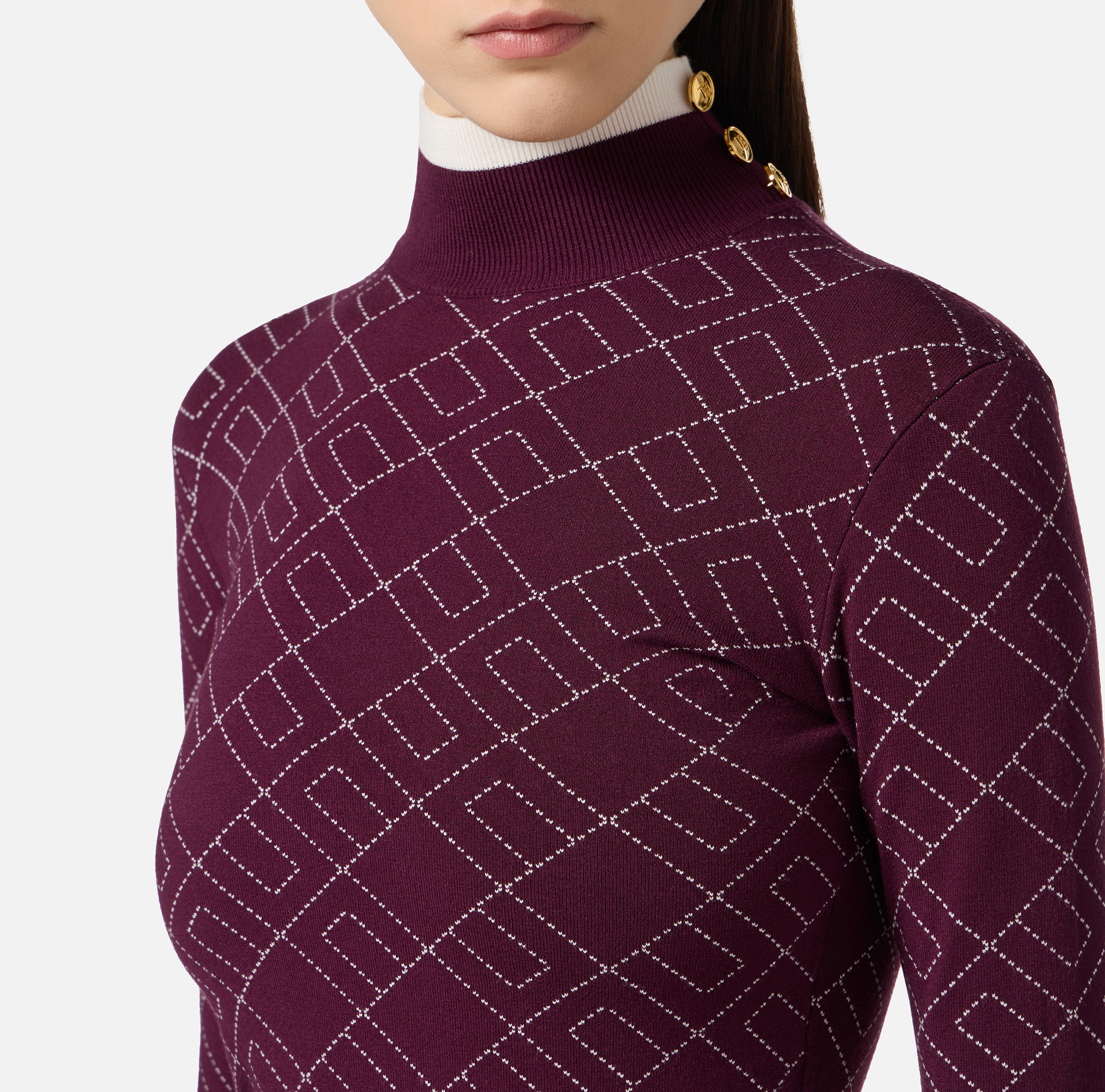 Vestido de punto jacquard bicolor - Elisabetta Franchi