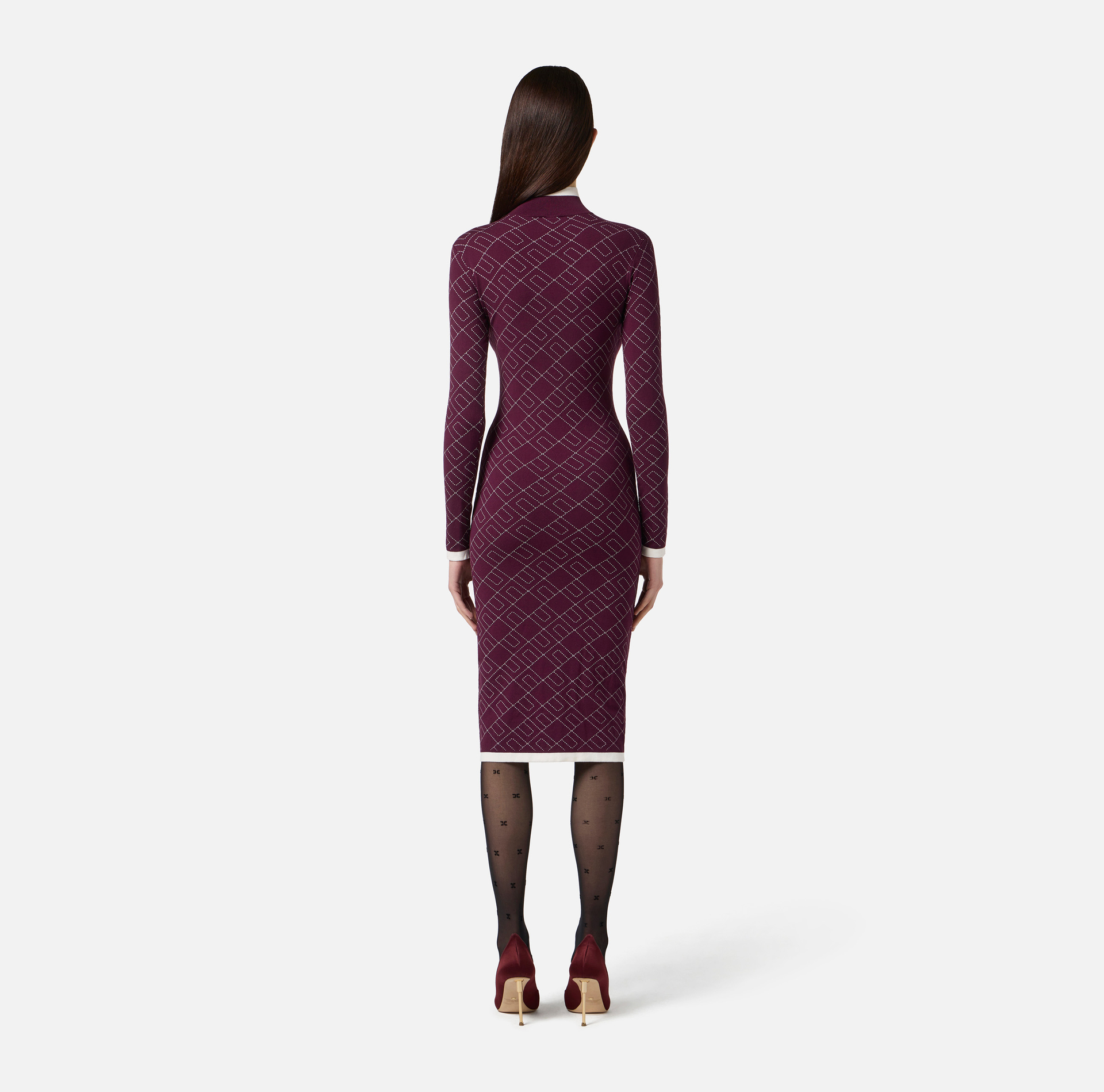 Vestido de punto jacquard bicolor - Elisabetta Franchi