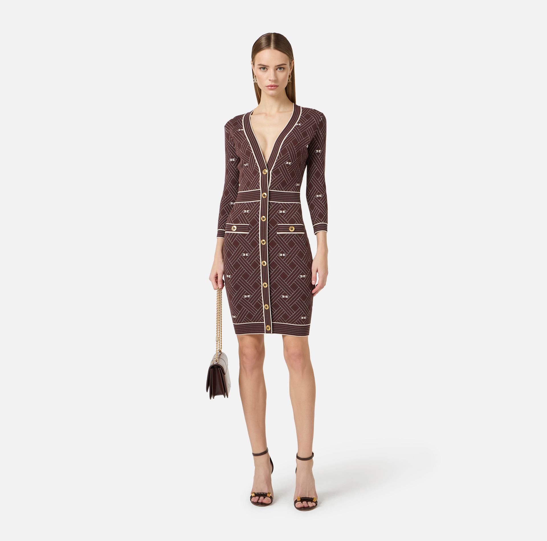 Robe en tricot jacquard à losanges - Elisabetta Franchi