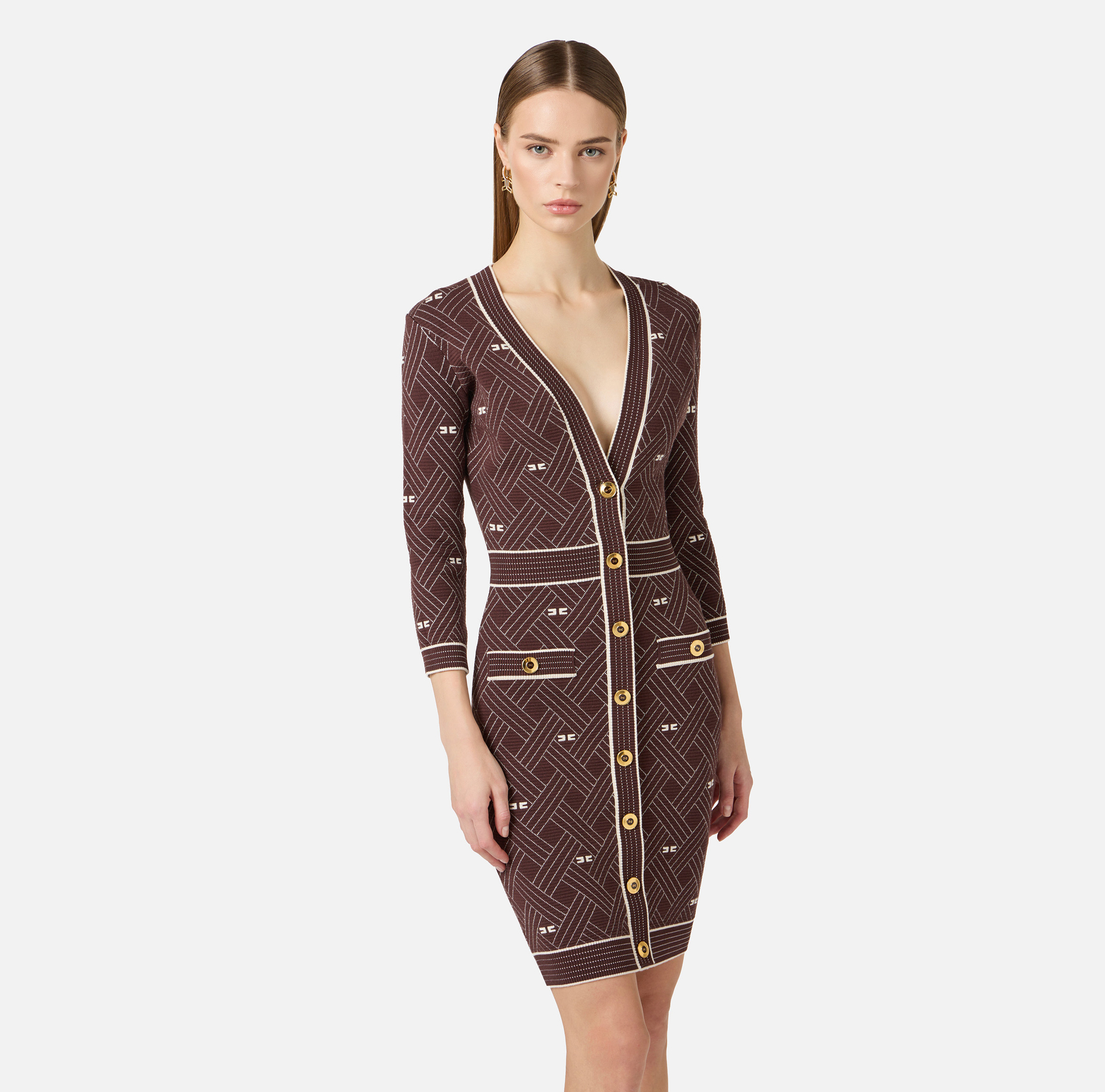 Robe en tricot jacquard à losanges - Elisabetta Franchi