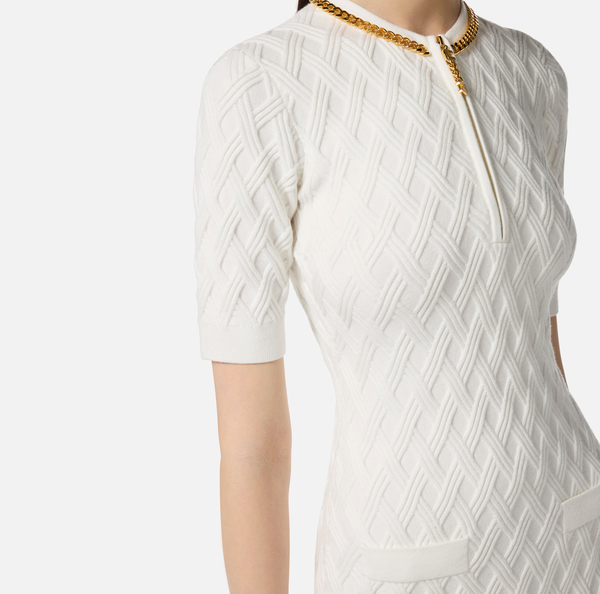 Mini dress in knit fabric with diamonds and jewel details - Elisabetta Franchi