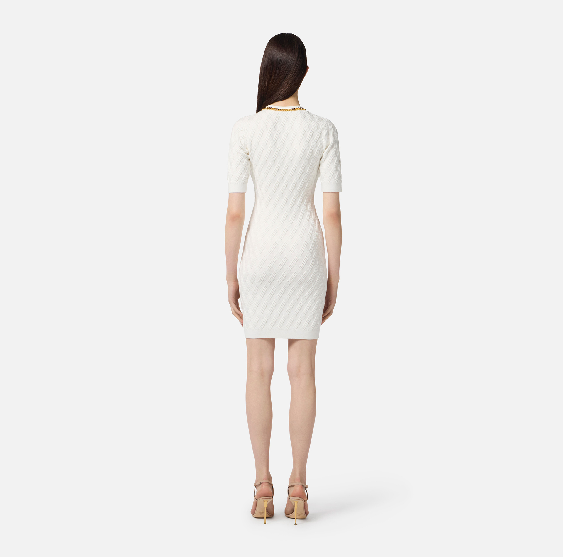 Mini dress in knit fabric with diamonds and jewel details - Elisabetta Franchi