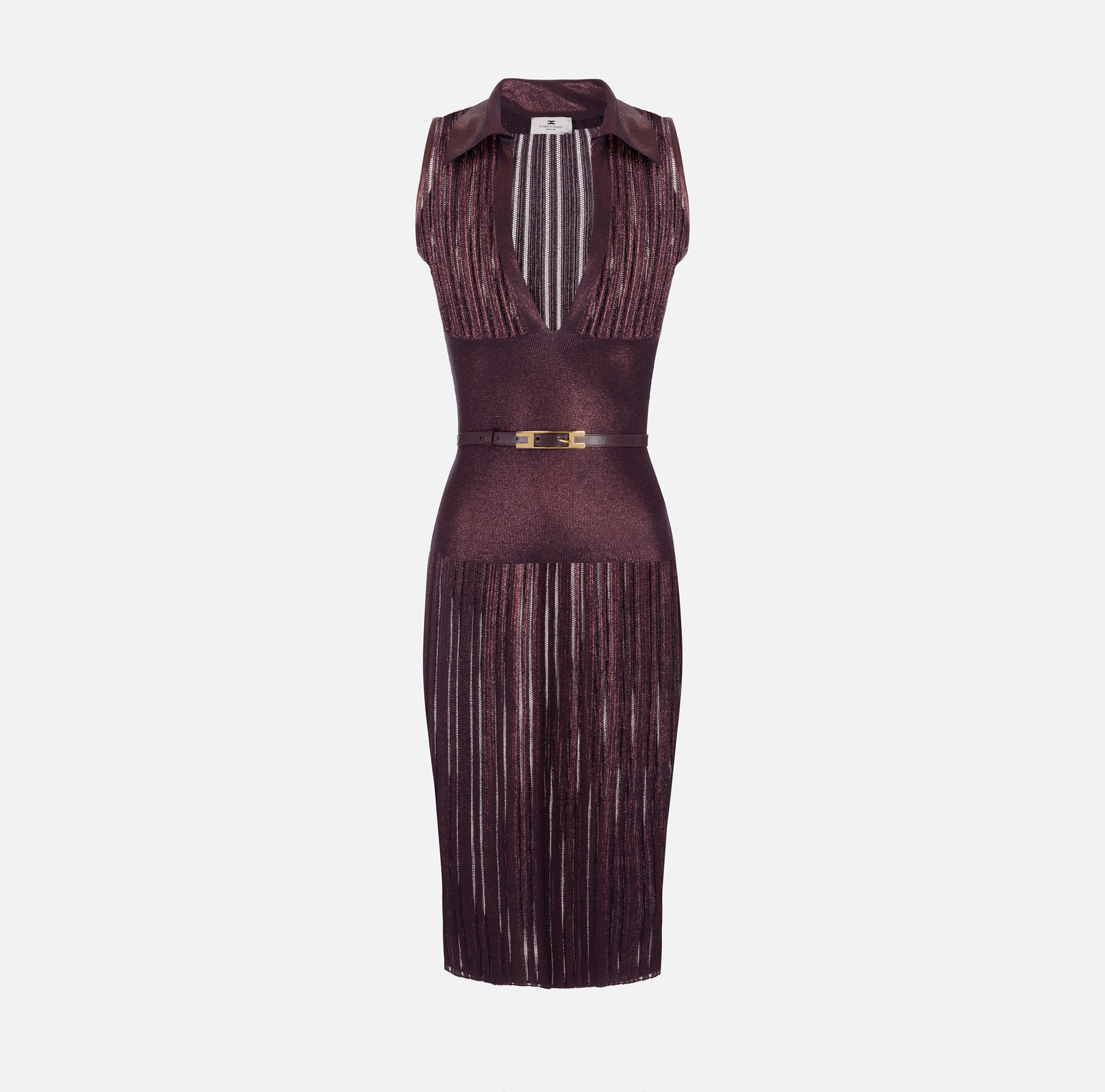 Strickkleid in Metallic-Optik mit Gürtel - Elisabetta Franchi