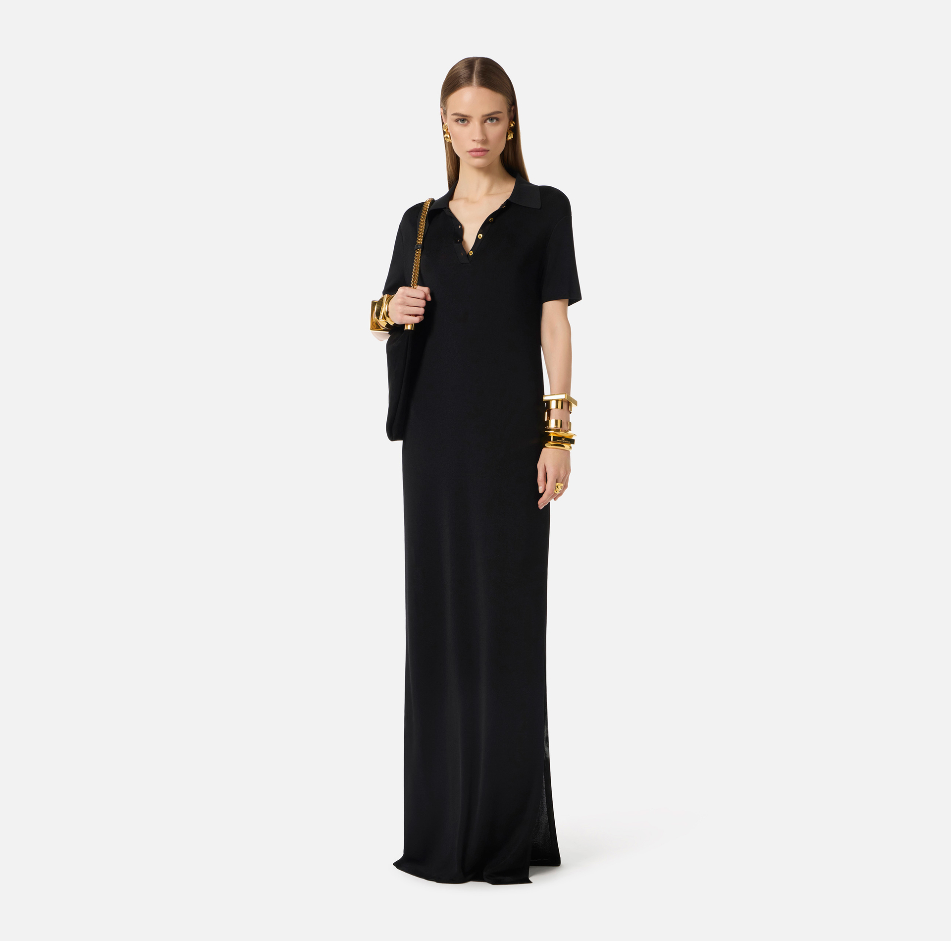 Knit dress with polo-shirt collar - Elisabetta Franchi