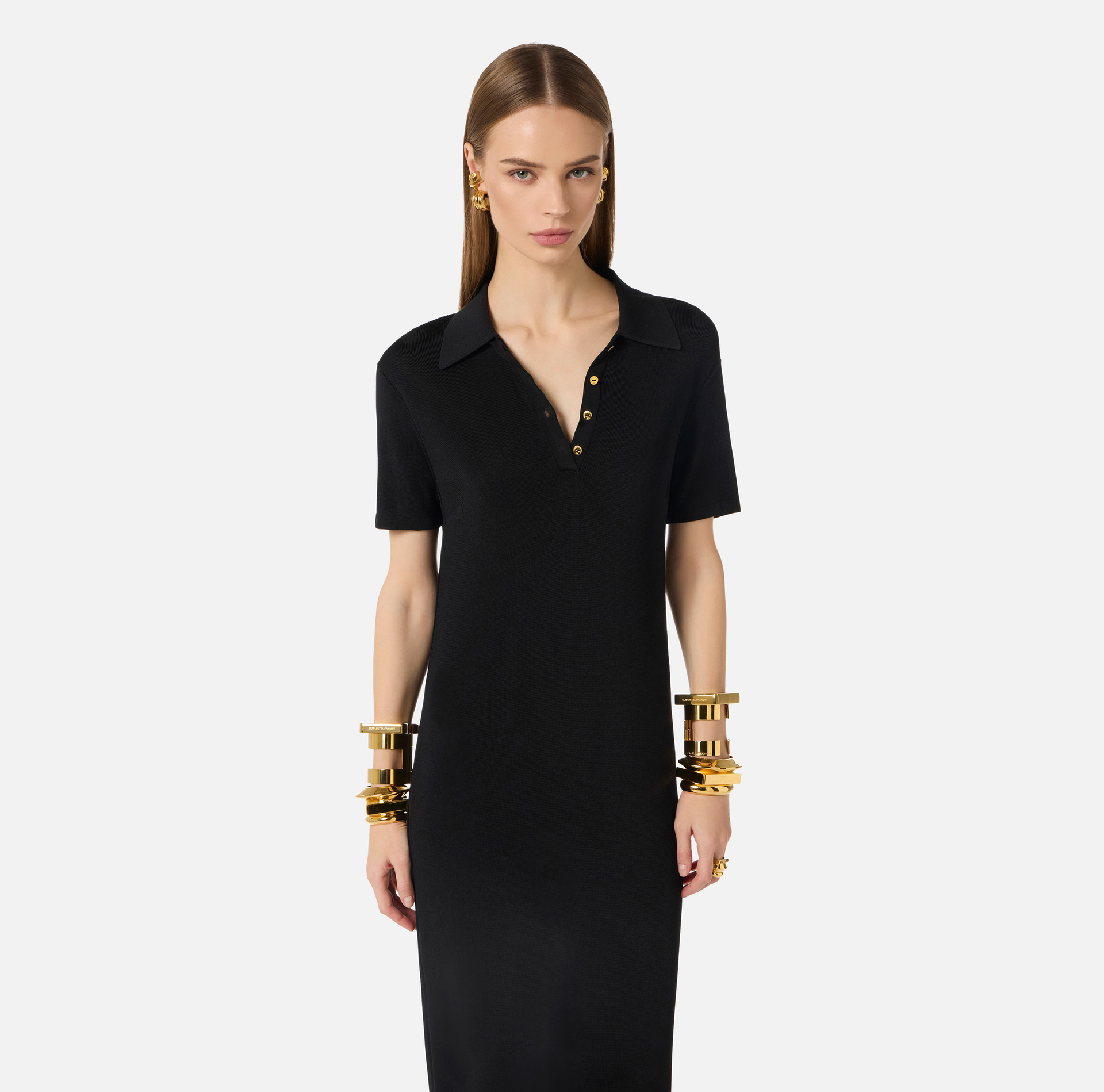 Knit dress with polo-shirt collar - Elisabetta Franchi