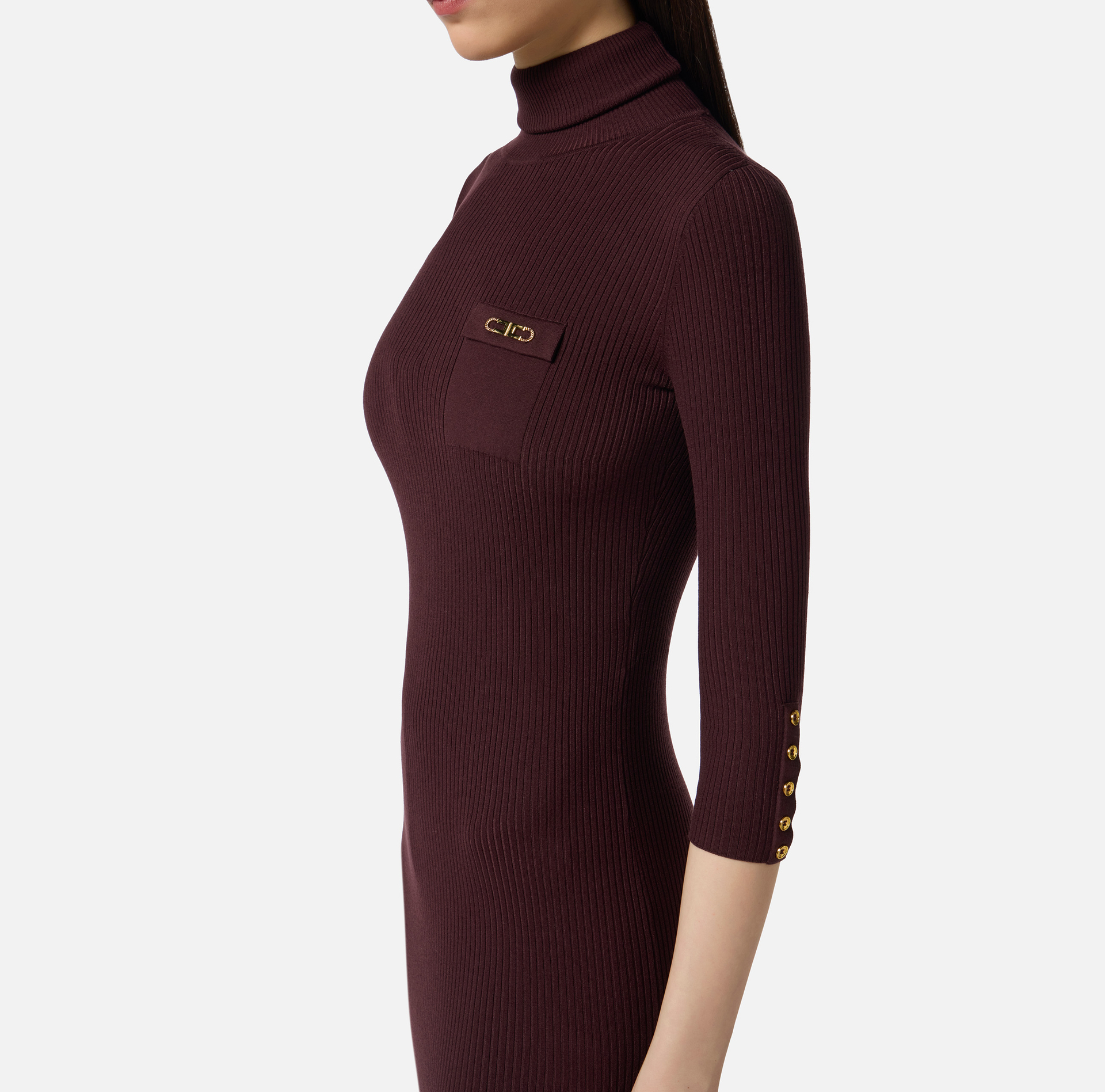 Dress in ribbed knit fabric with breast pocket - Elisabetta Franchi