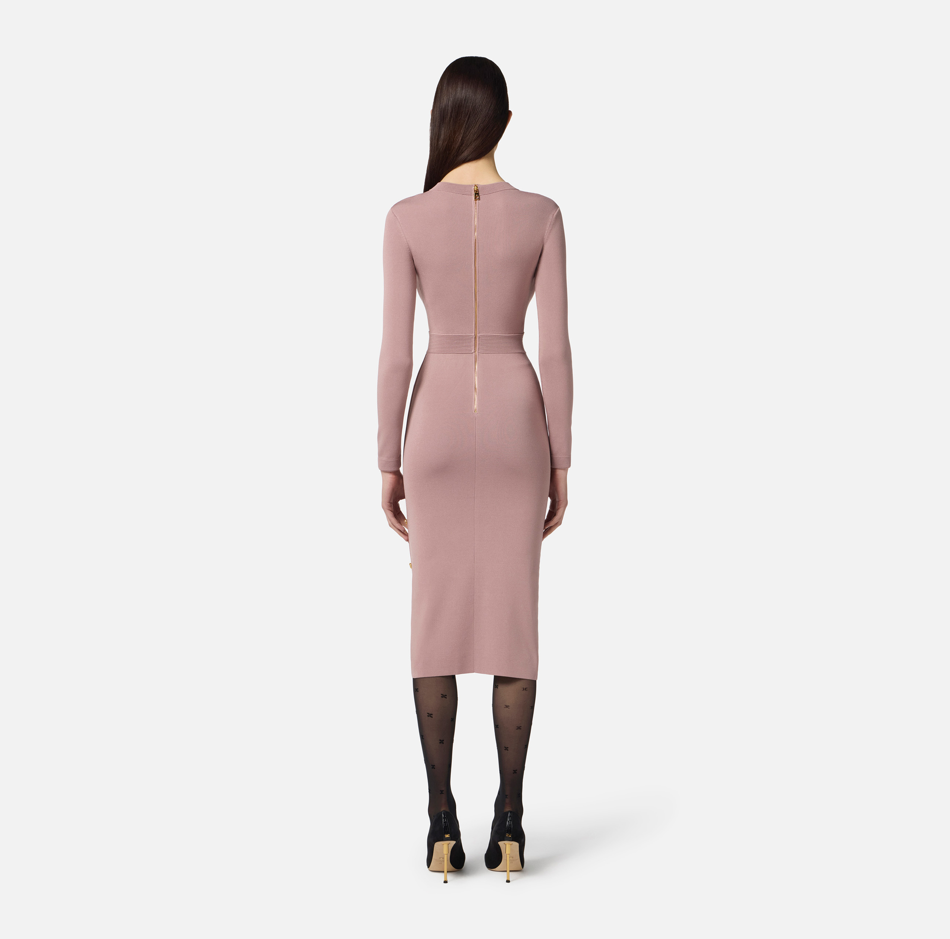 Strickkleid aus Viskose mit Schmuck-Manschettenknöpfen - Elisabetta Franchi