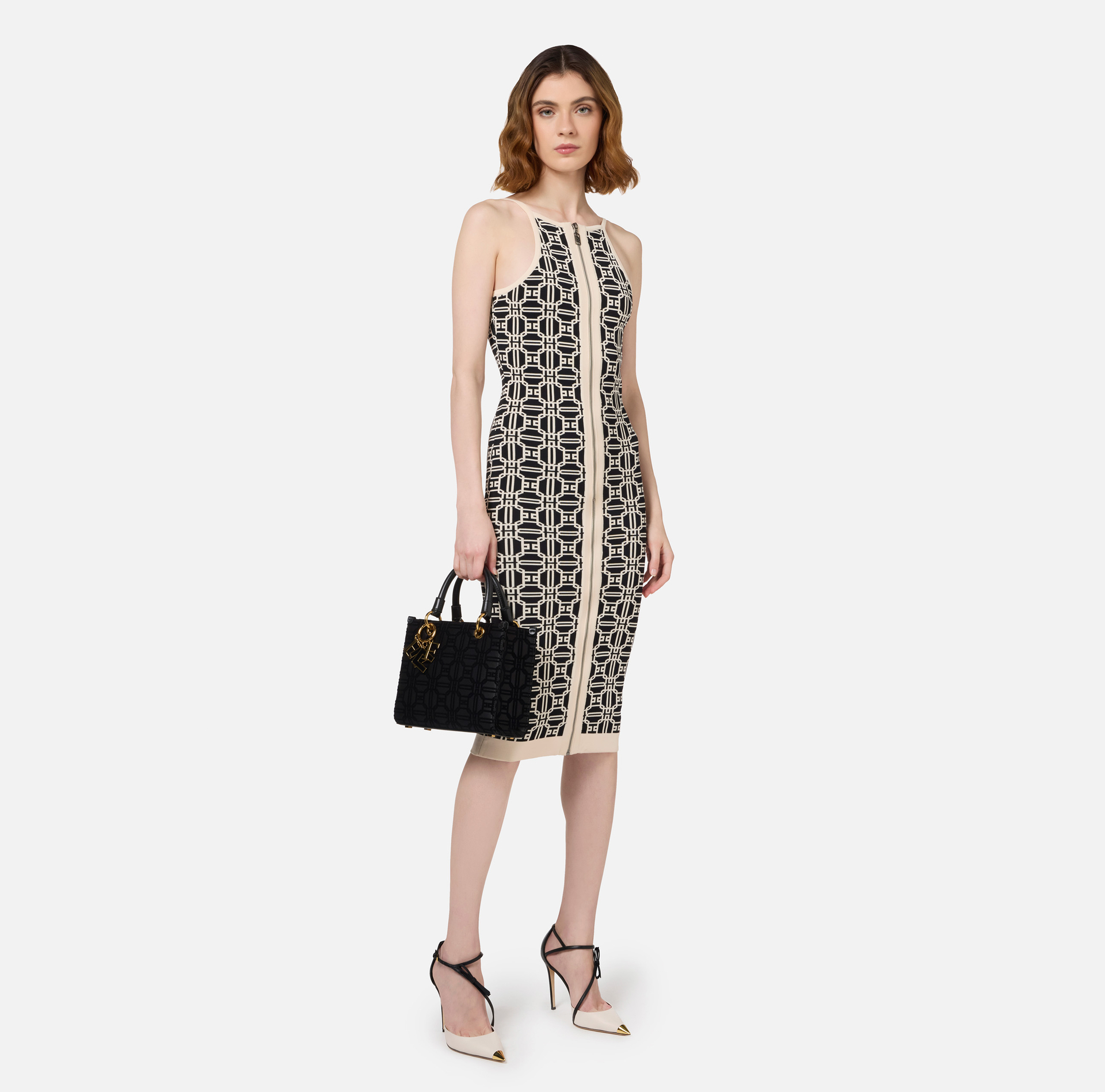 Abito midi logo jacquard - Elisabetta Franchi