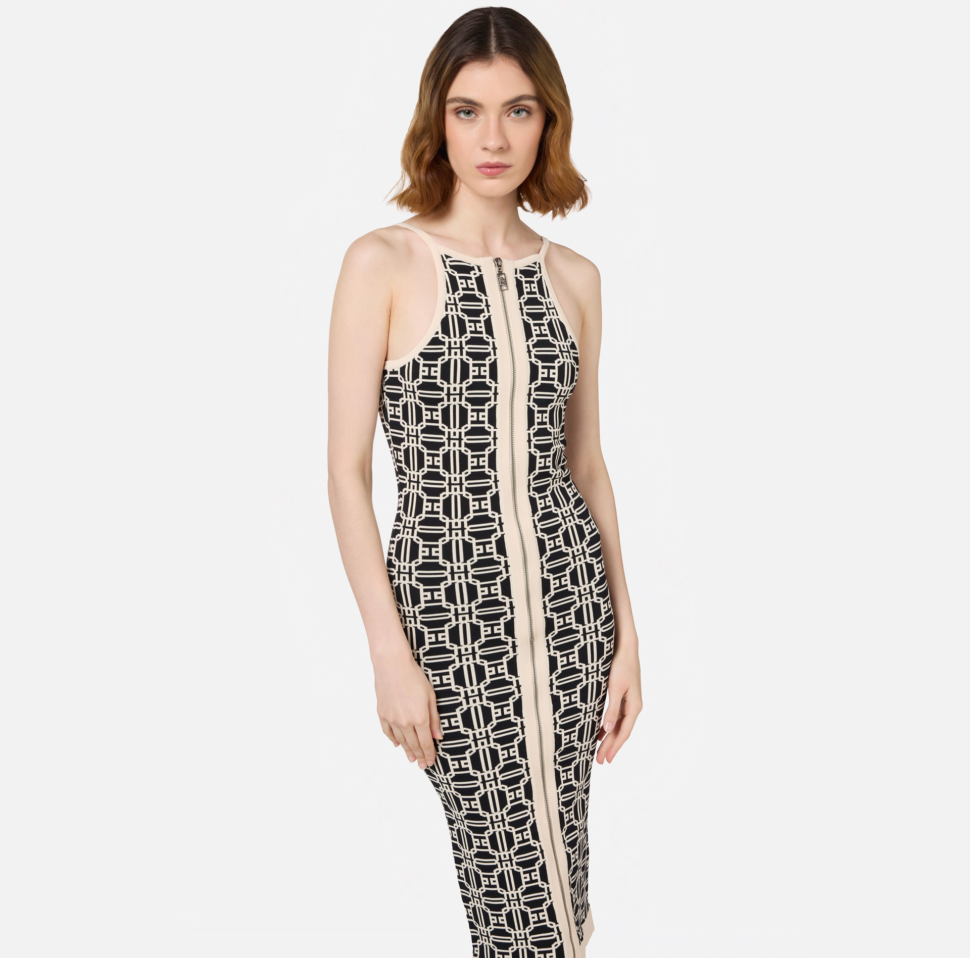 Abito midi logo jacquard - Elisabetta Franchi