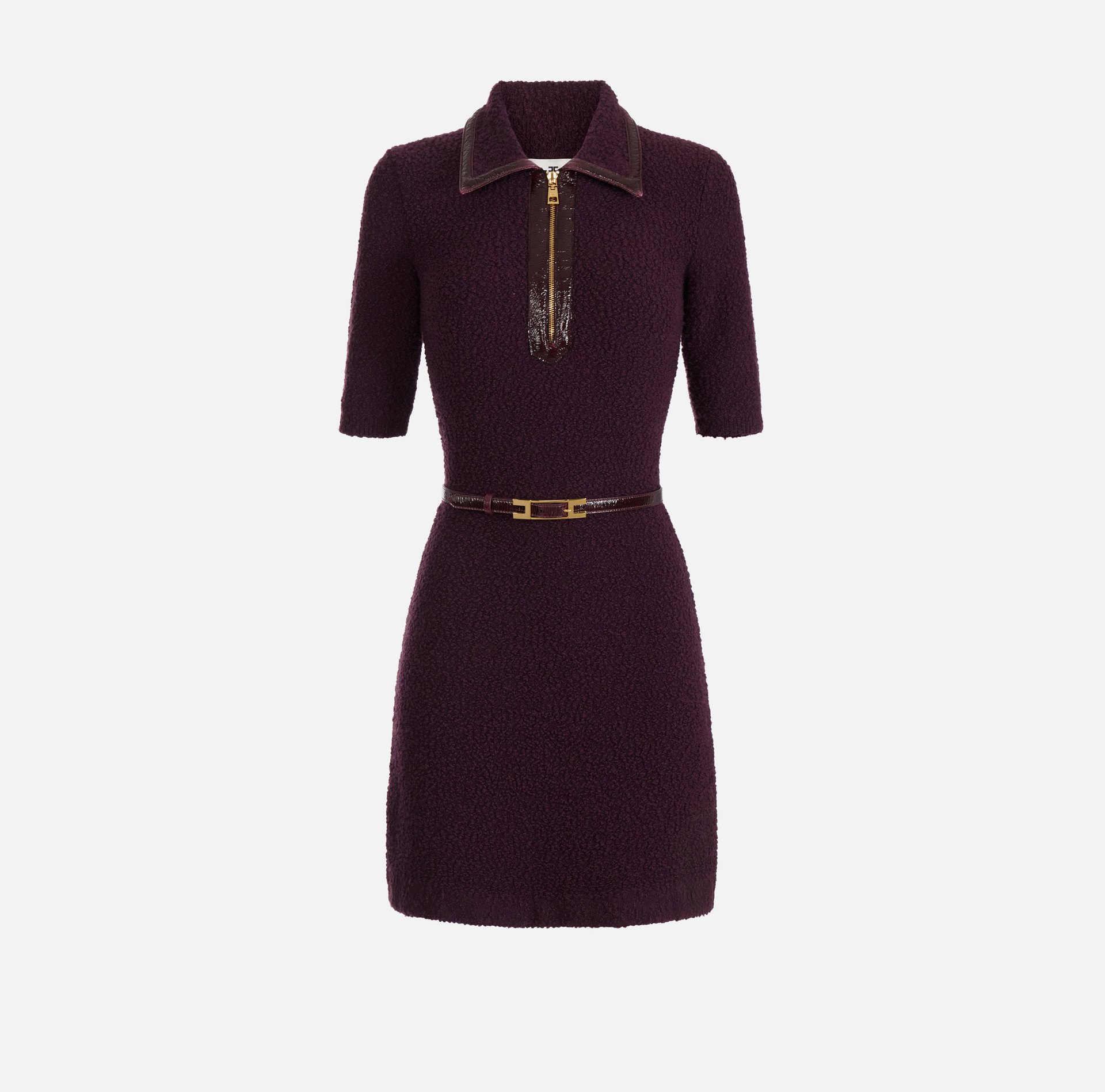 Bouclé knit dress with vinyl details - Elisabetta Franchi